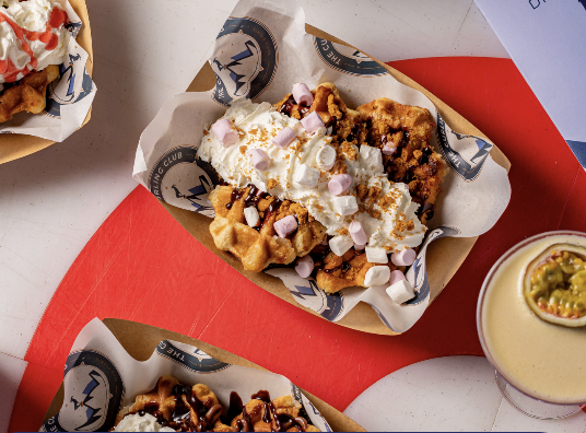 Dessert nachos with whipped cream at Chelsea Winter Village event venue.