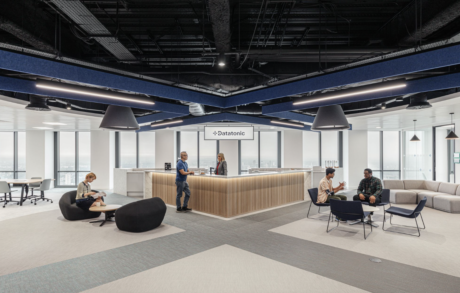 Modern Datatonic meeting room with inviting seating for networking events.