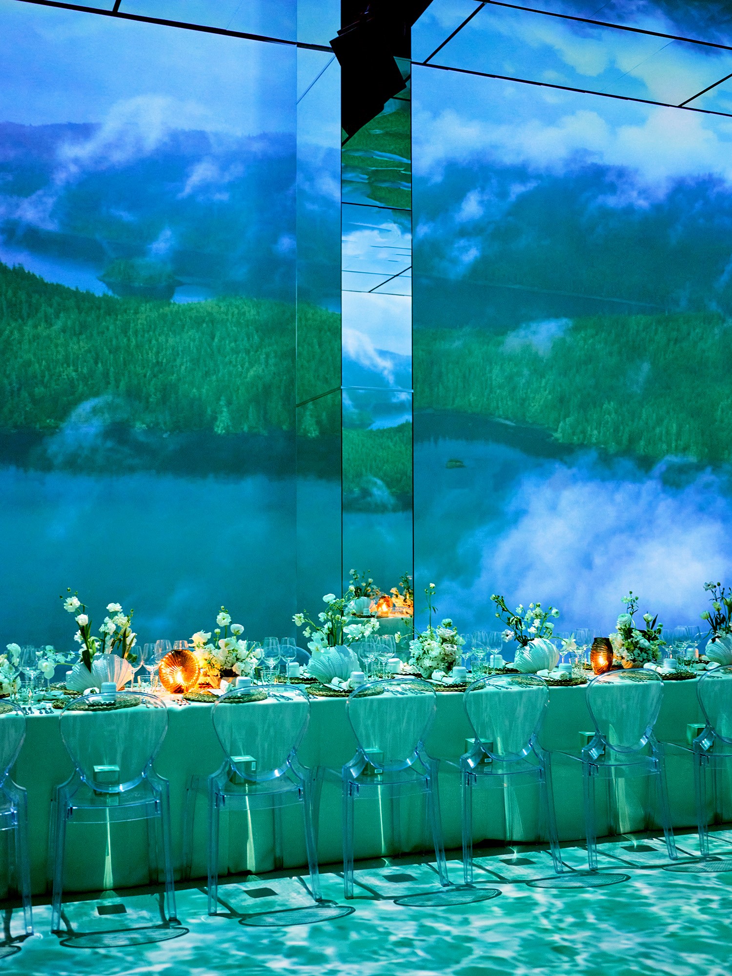 Elegant event space with nature backdrop, ideal for corporate meetings and celebrations.