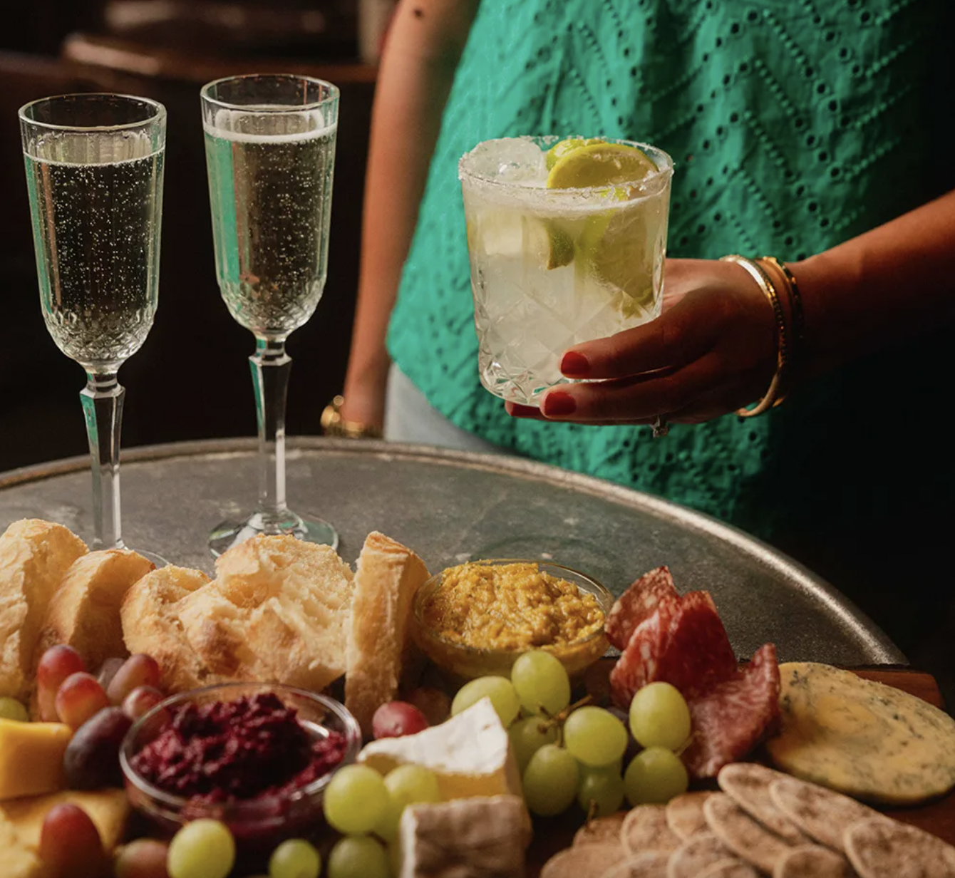 Artisanal charcuterie at The Gear Room networking mixer, corporate event catering.