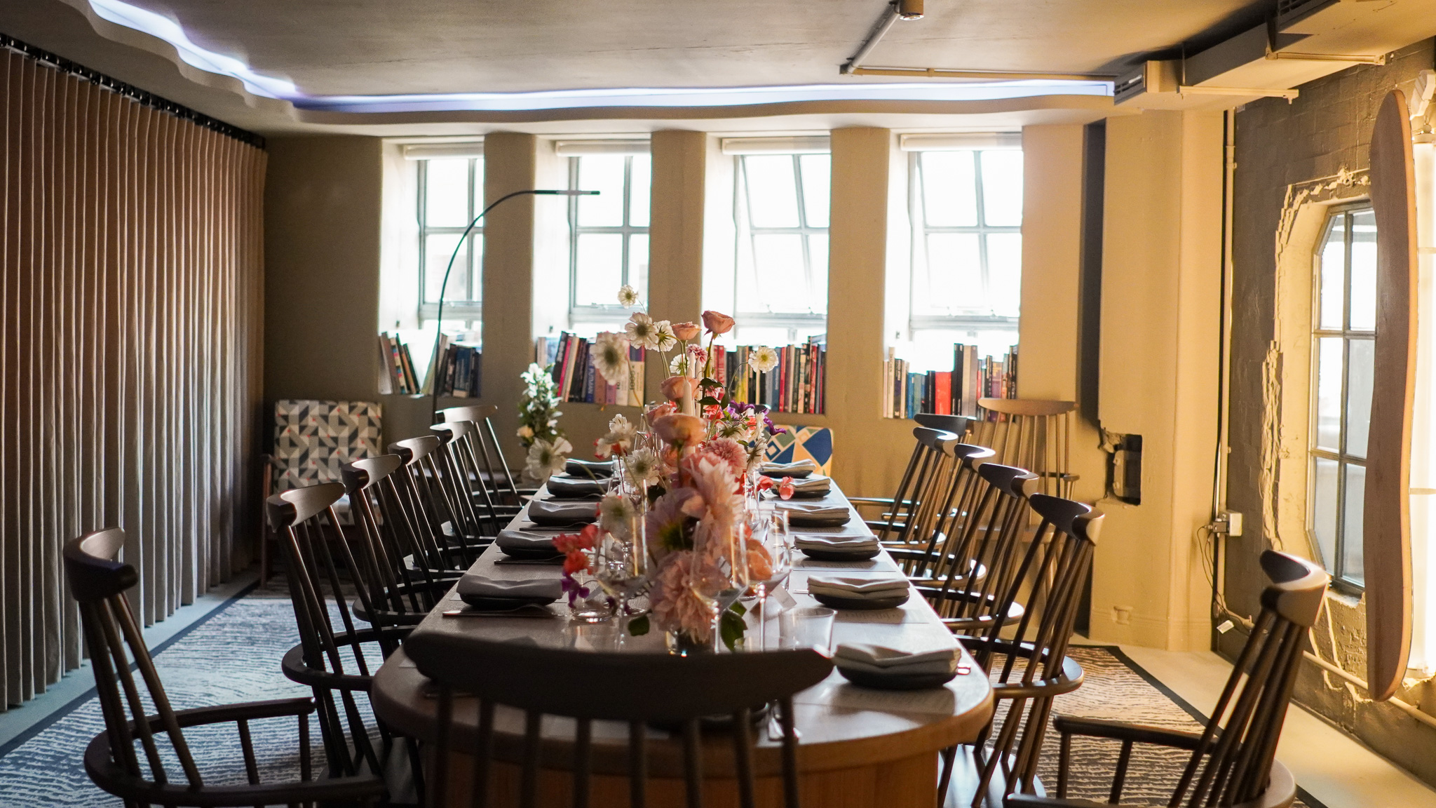 Elegant dining table in Shoreditch Arts Club for corporate dinners and intimate gatherings.