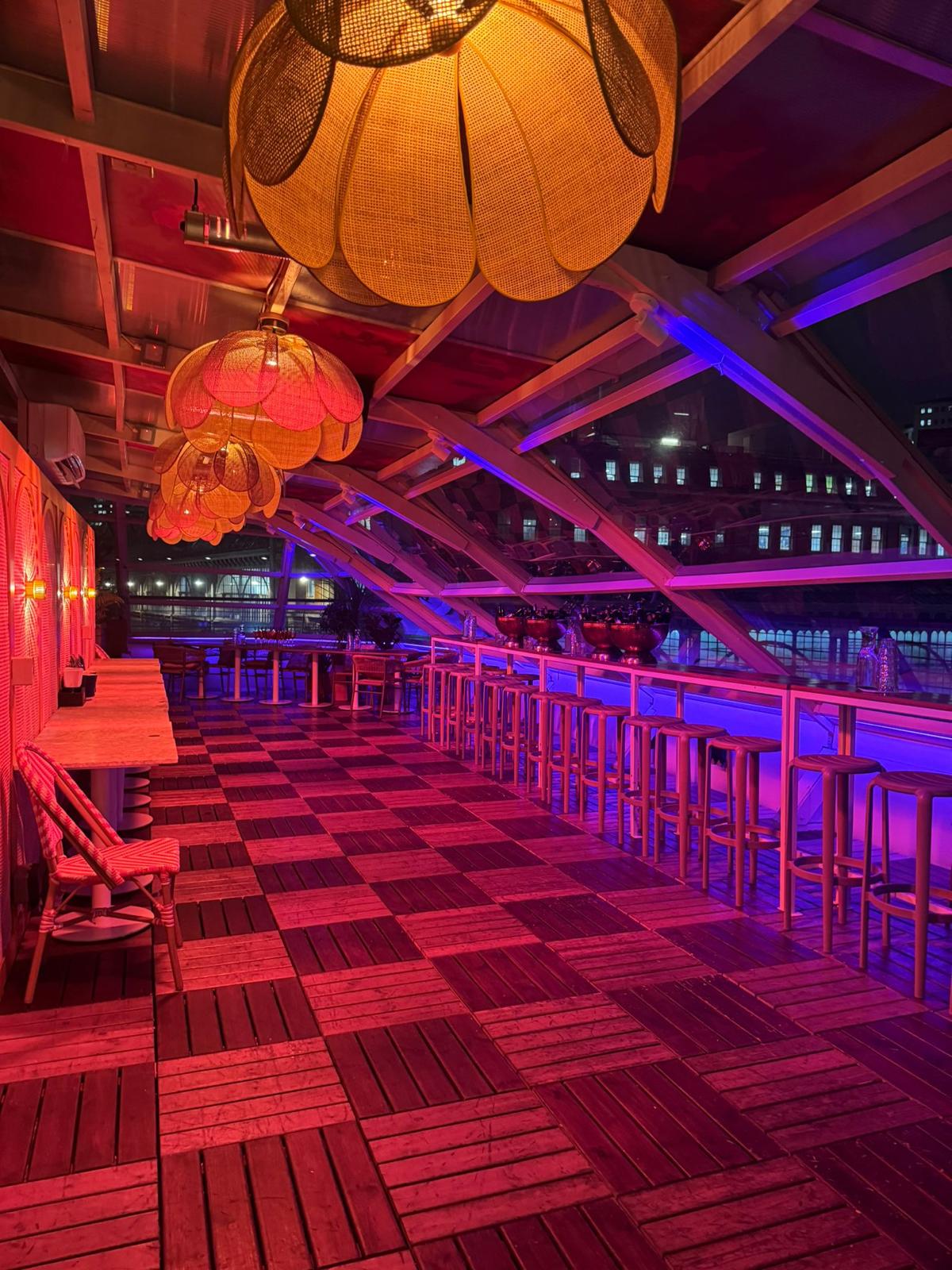 Vibrant rooftop event space at Circe's Corner, perfect for cocktail receptions and gatherings.