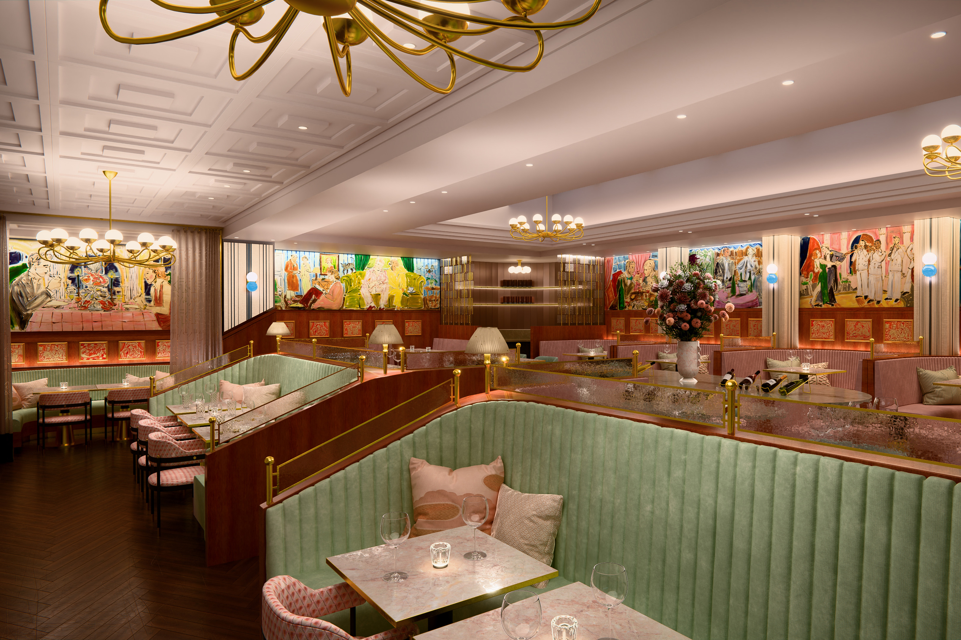 Stylish venue in Roam West with plush seating for upscale events and meetings.