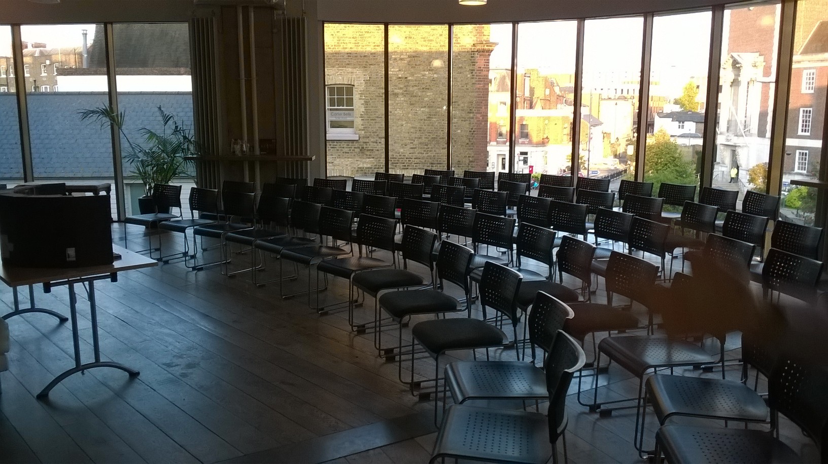 David Jacobs Room in Rose Theatre, modern chairs for workshops and discussions.