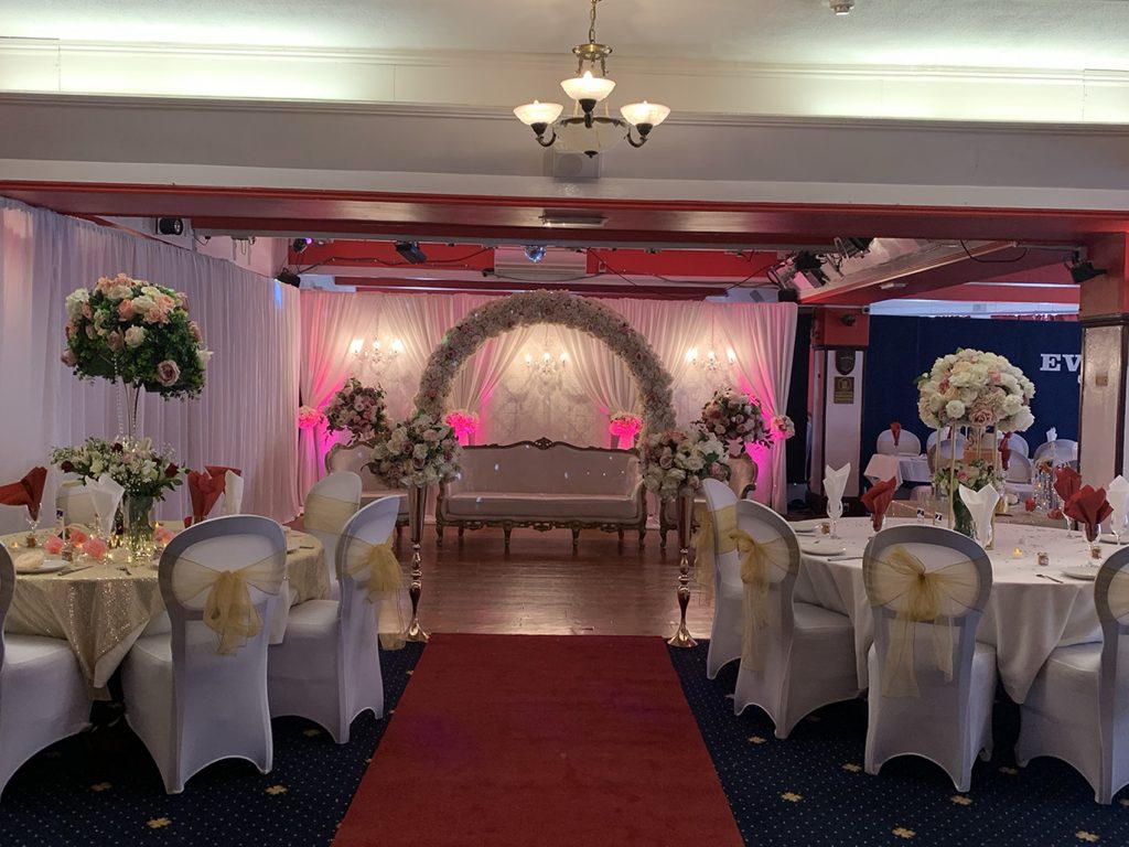 Main Hall & Dance Floor at Everest Cuisine, elegant décor for weddings and events.