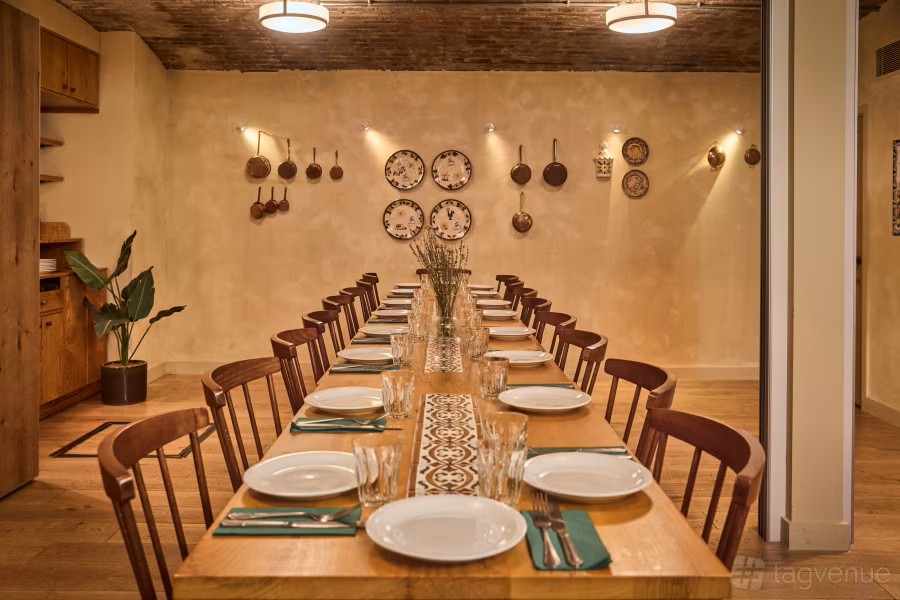 Cozy SOLMAR private dining room at Casa Mayfair, ideal for intimate gatherings and events.