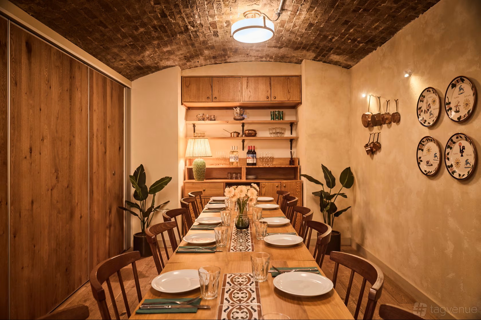 Mar Private dining room at Casa Mayfair, featuring rustic decor for intimate gatherings.