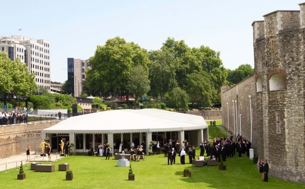 Pavilion Gardens event setup with marquee for corporate and social functions.