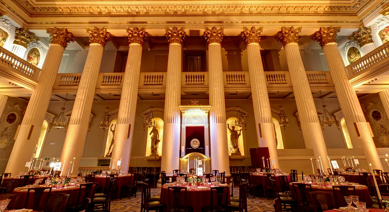Elegant Egyptian Hall with grand columns, ideal for formal gala events.
