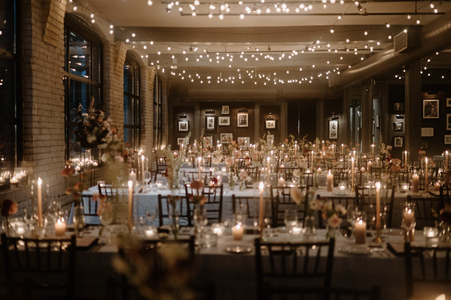 Elegant event space in Story Toronto with candlelit tables for sophisticated dinners and galas.