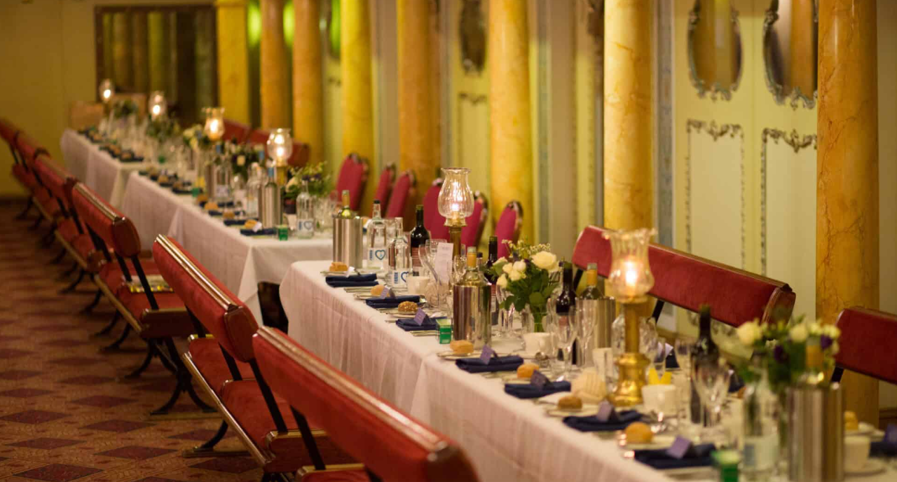 SS Great Britain Weather Deck banquet setup for formal corporate dining and event venue.
