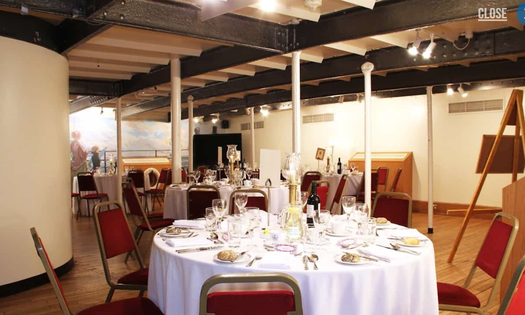 Industrial banquet space on SS Great Britain Weather Deck, perfect for unique themed events.