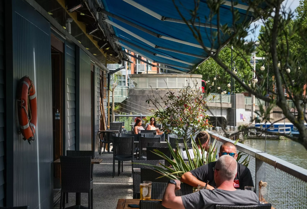 "Harbour House Bristol venue with riverside seating for casual meetings and events"