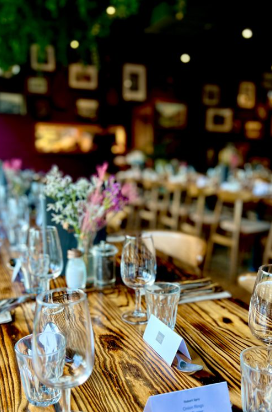 Elegant dining setup at Harbour House Bristol for intimate events and gatherings.