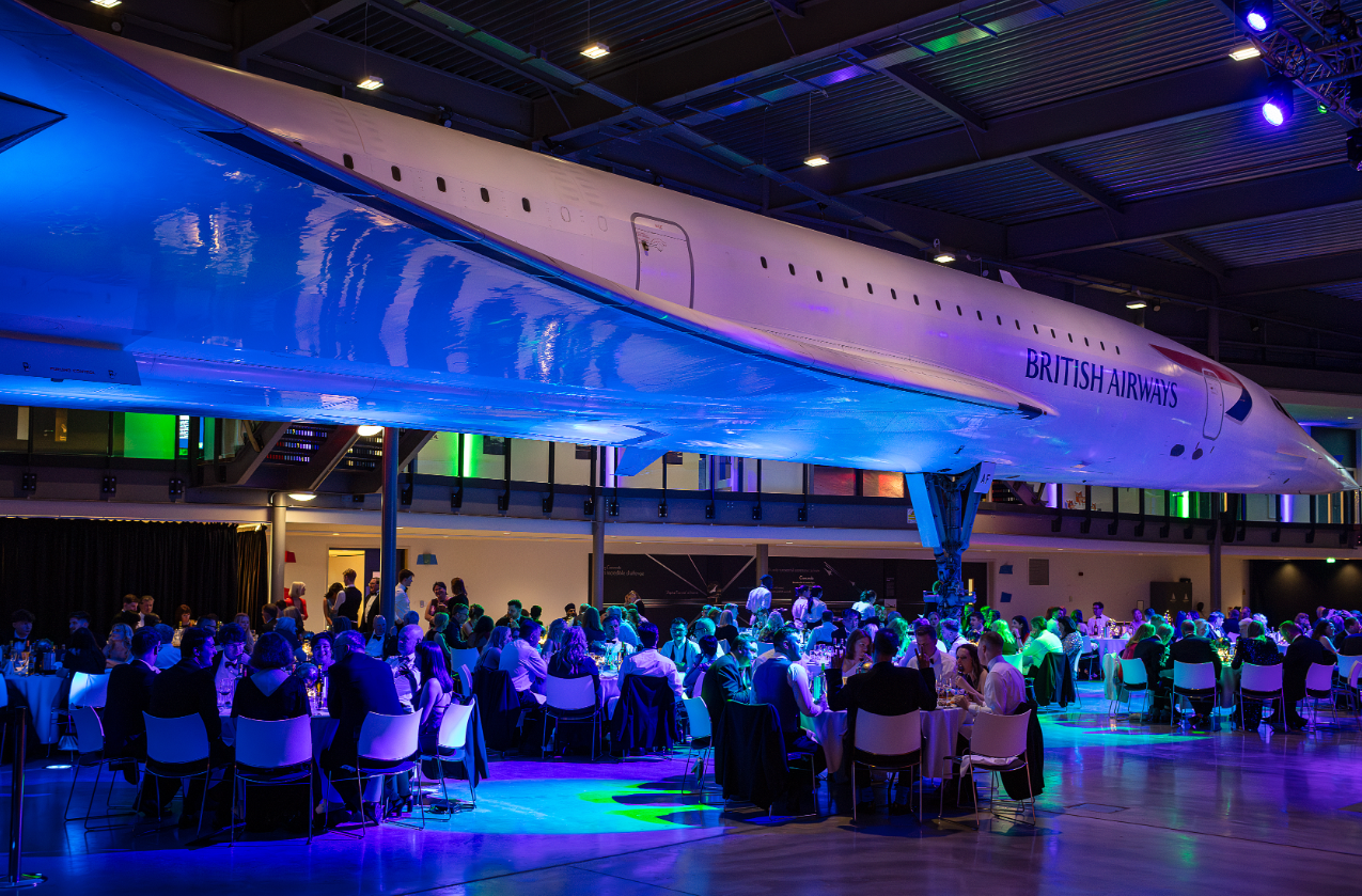 Alt text: "The Concorde Gallery with iconic aircraft, ideal for corporate events and celebrations."