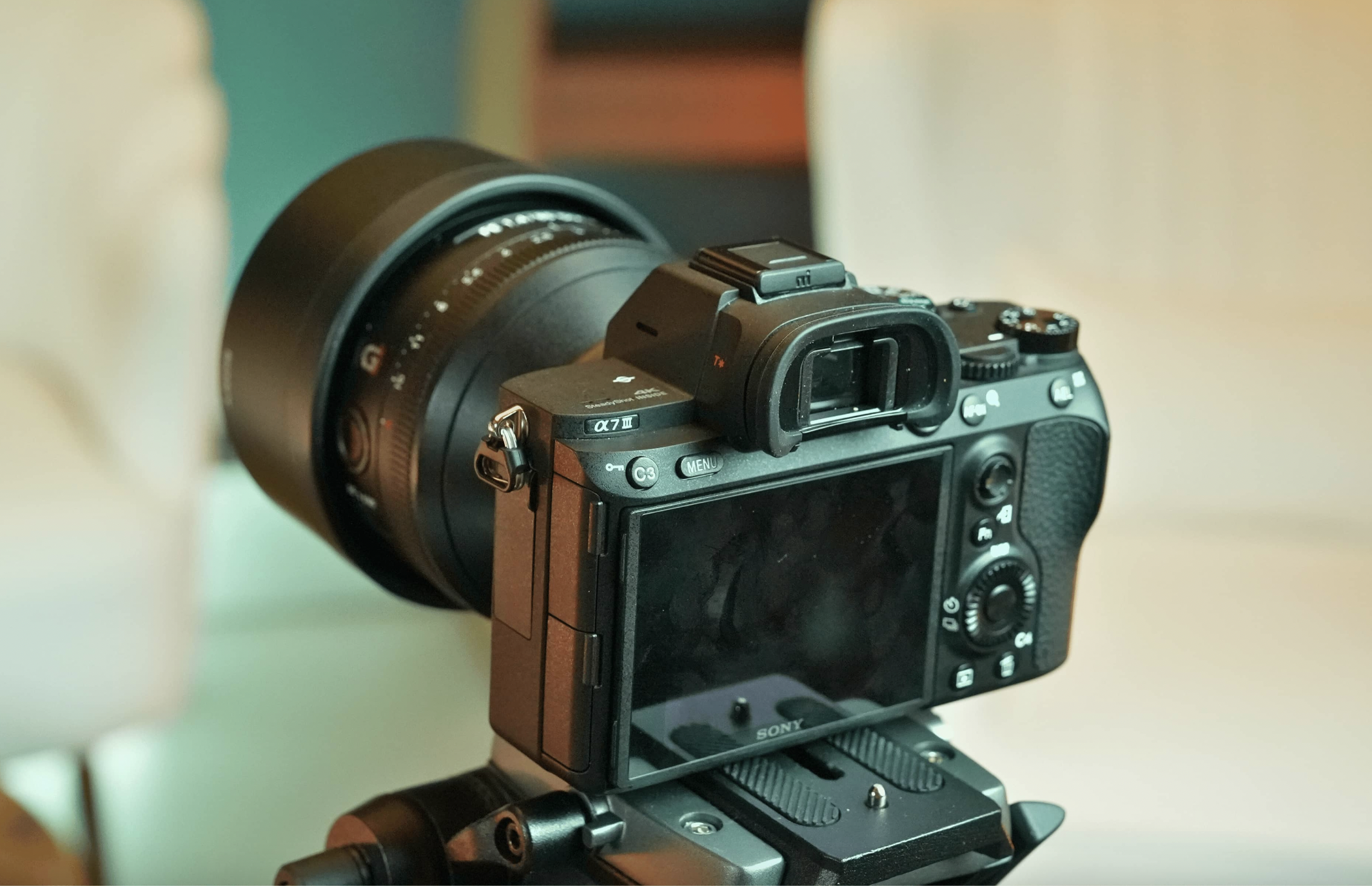 Podcast recording studio in London with professional camera setup for events.