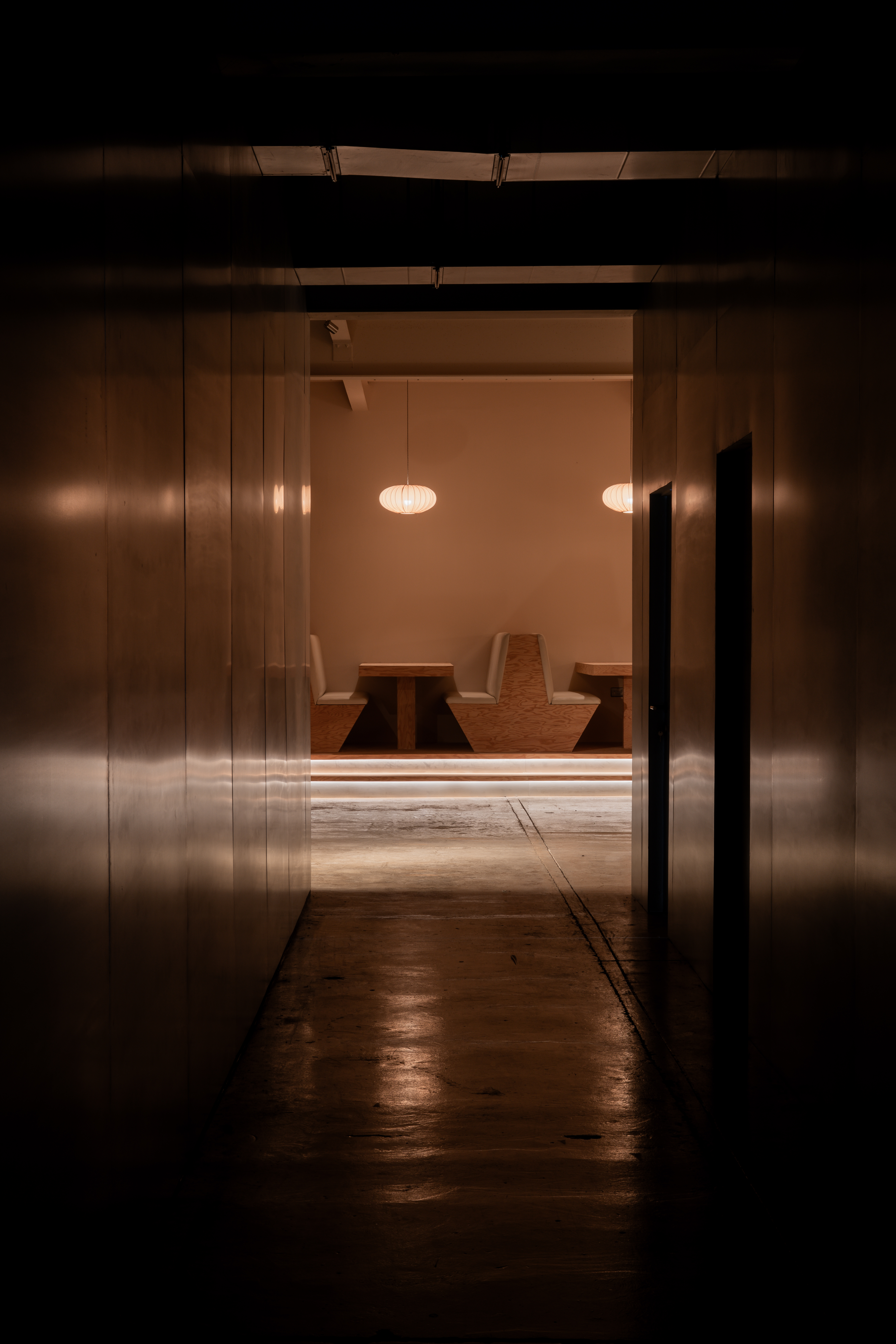 Modern corridor at London photography studio, ideal for networking and meetings.