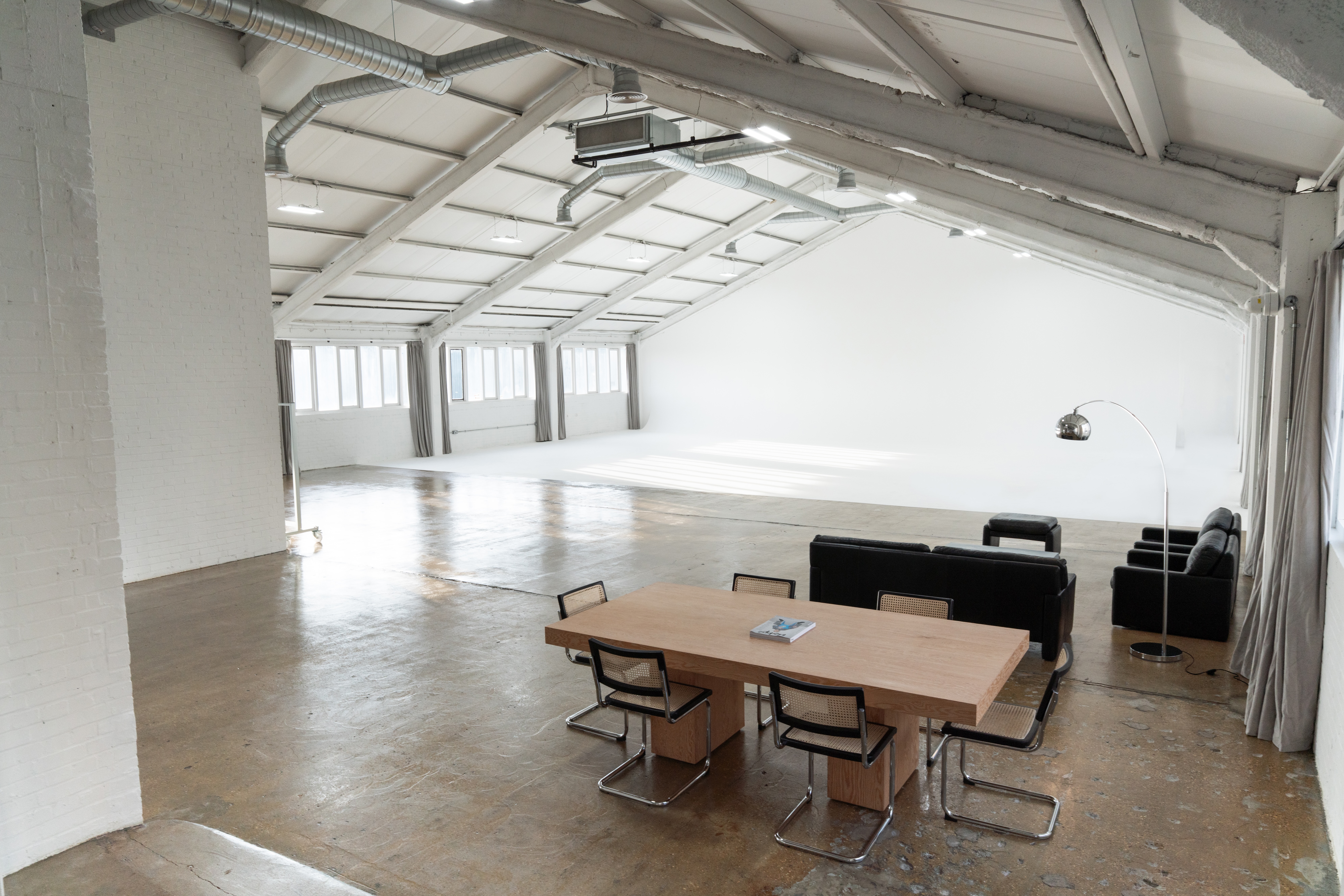 Spacious photography studio in London with natural light, perfect for events and workshops.