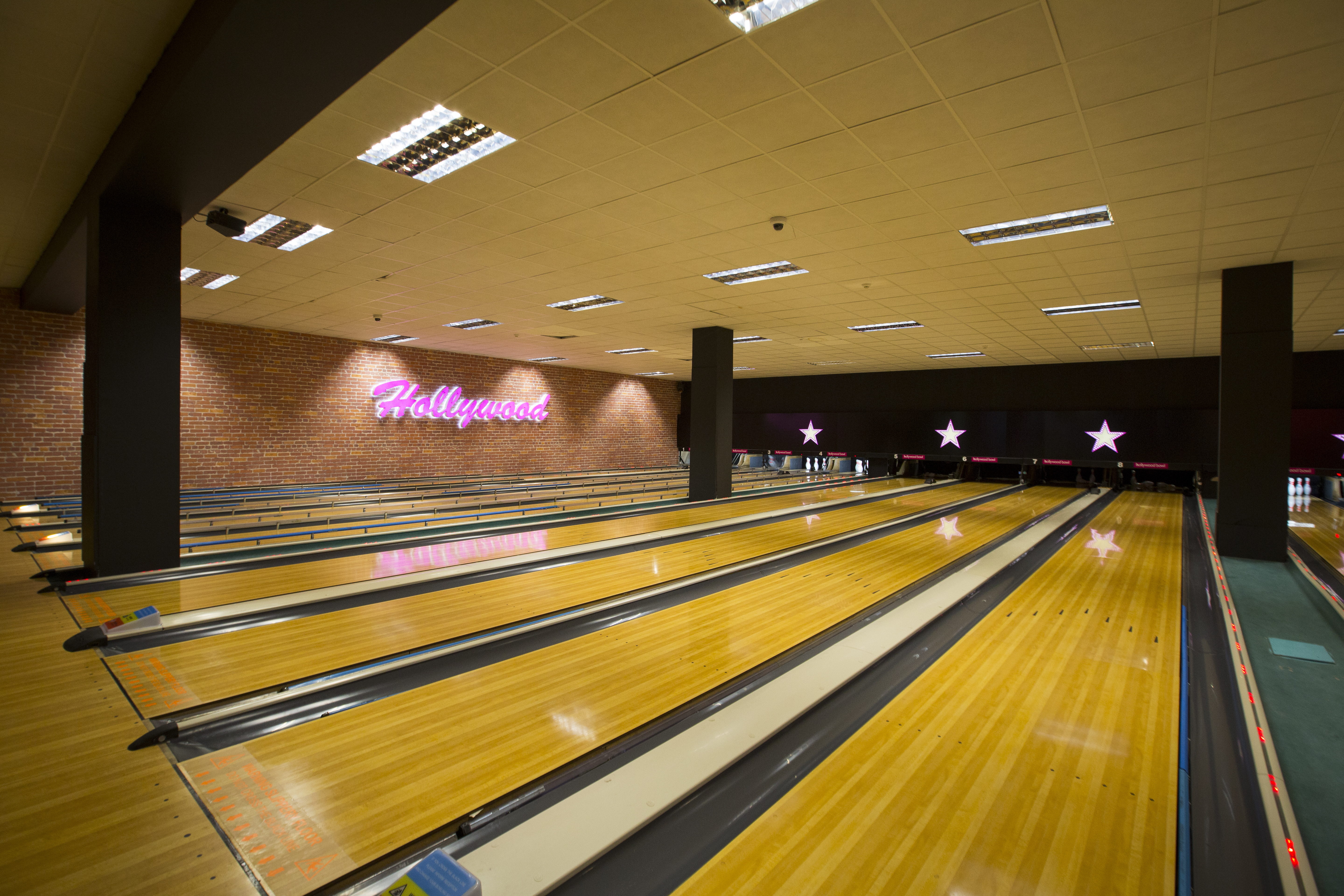 Colorful Hollywood Bowl Birmingham bowling alley, perfect for corporate events and team-building.