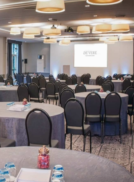 Westminster Suite at De Vere Tortworth Court: elegant meeting space for corporate events.