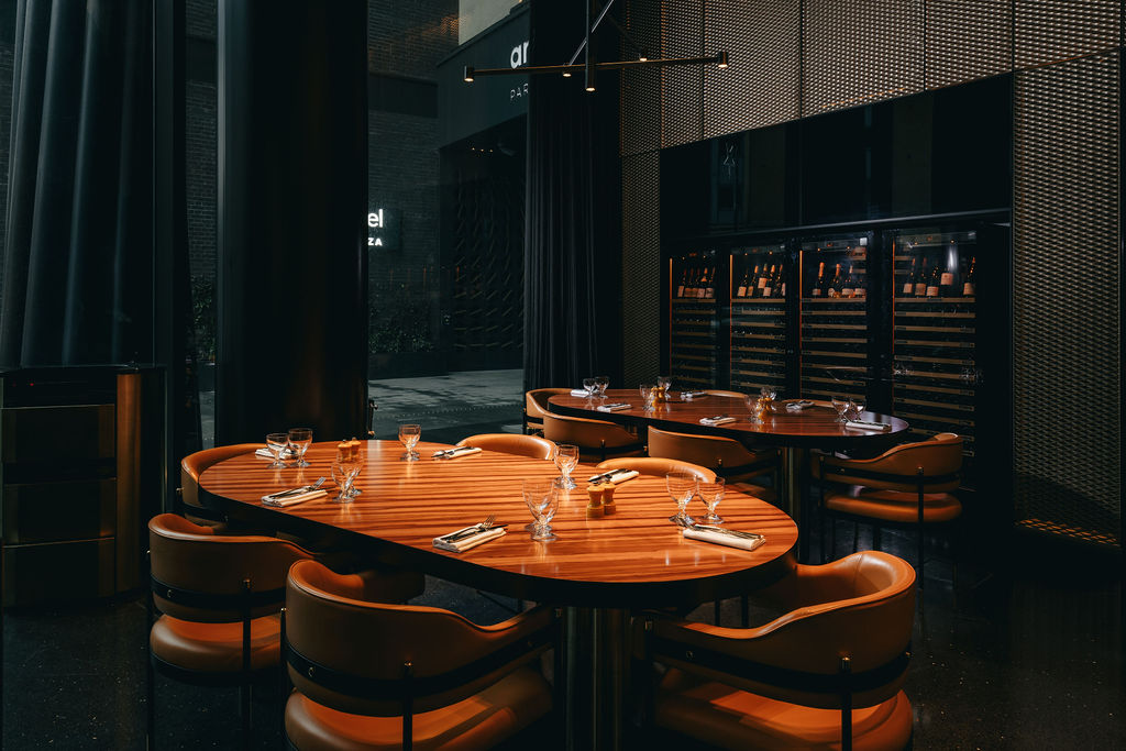 Modern dining space at Brush Restaurant, ideal for intimate gatherings and corporate meetings.