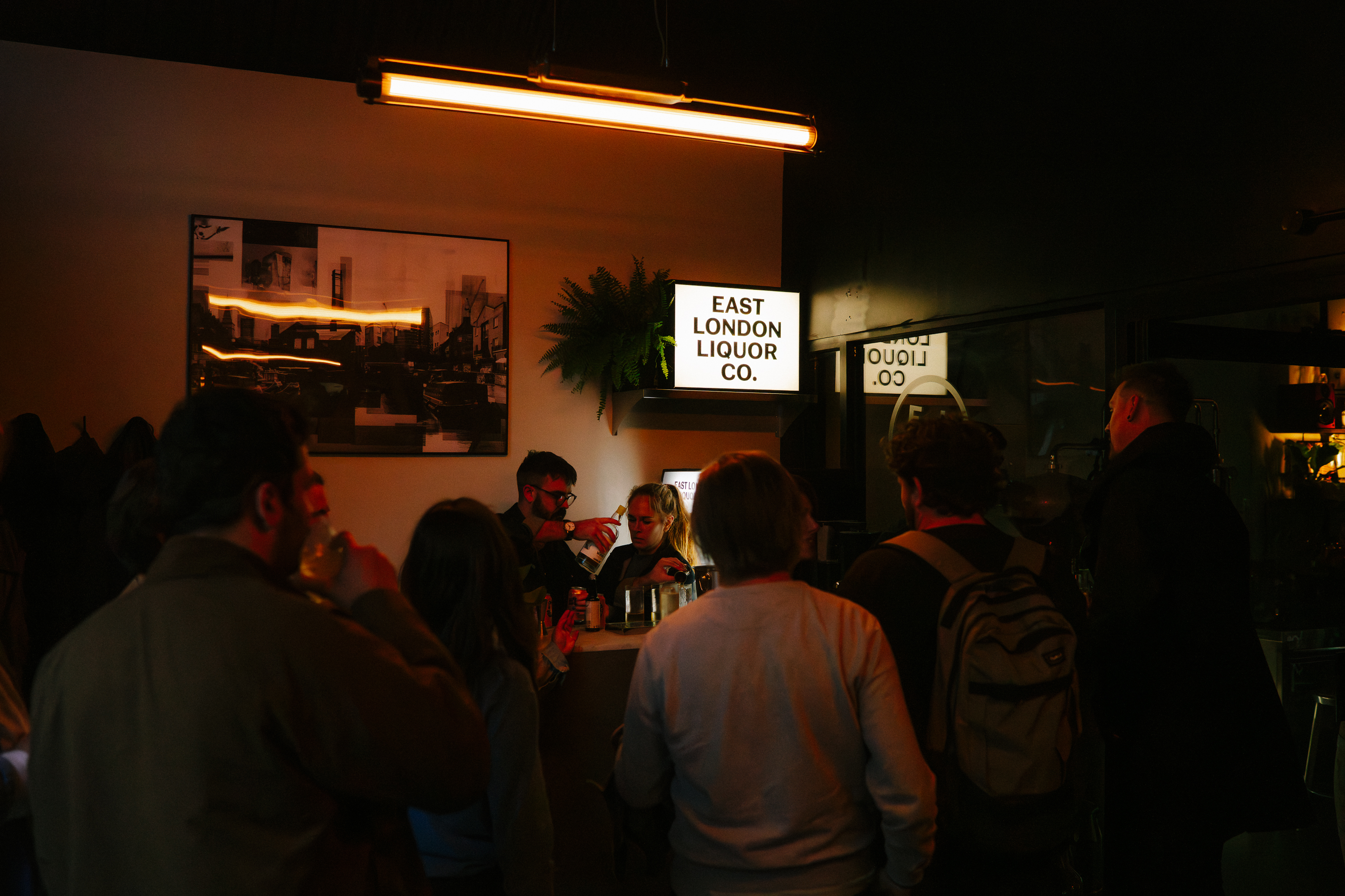 Vibrant East London Liquor Co Tap Room bar, perfect for networking and social events.