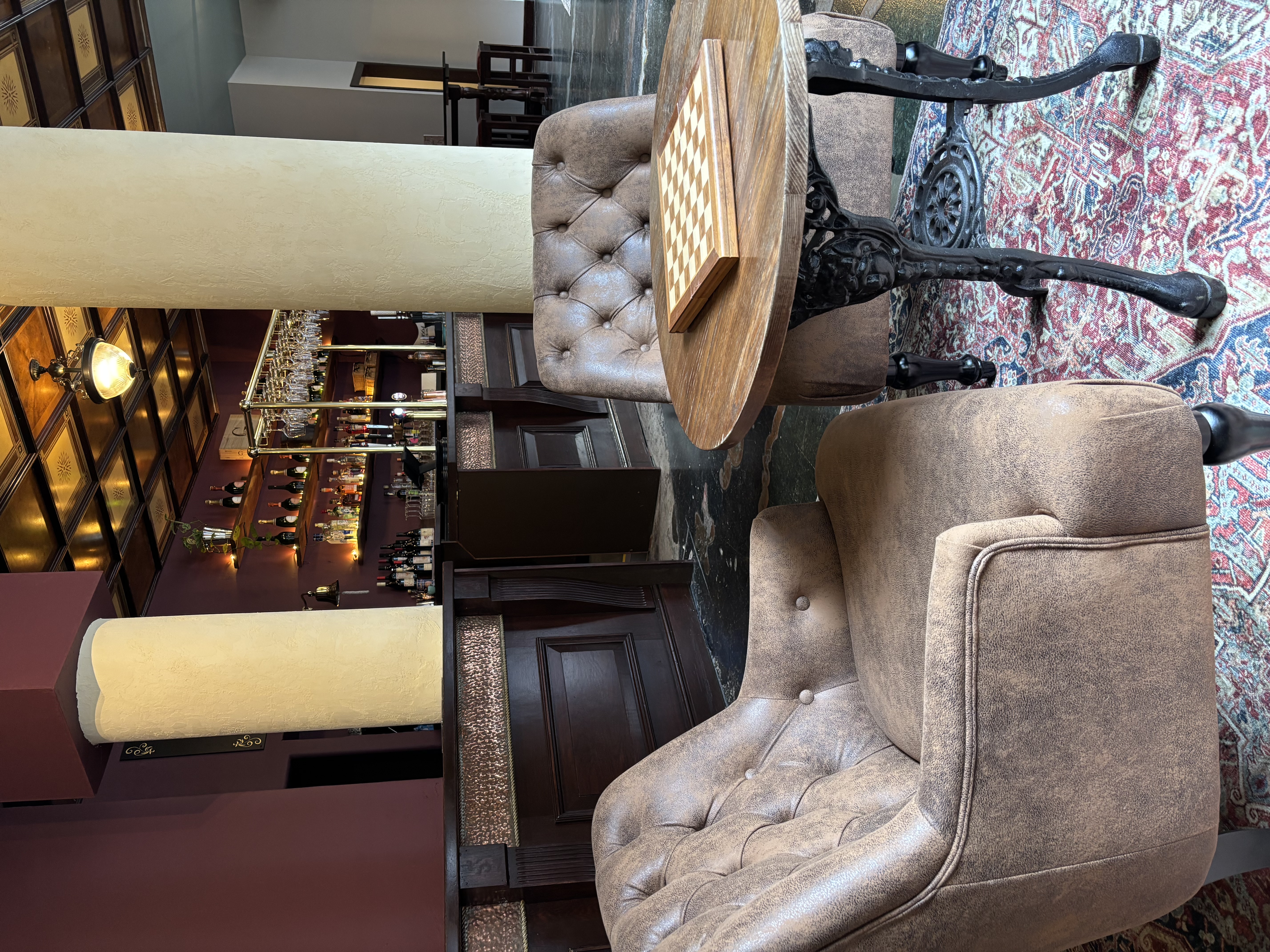Cozy leather chairs in BELLE'S Renshaw Street for networking events and informal meetings.