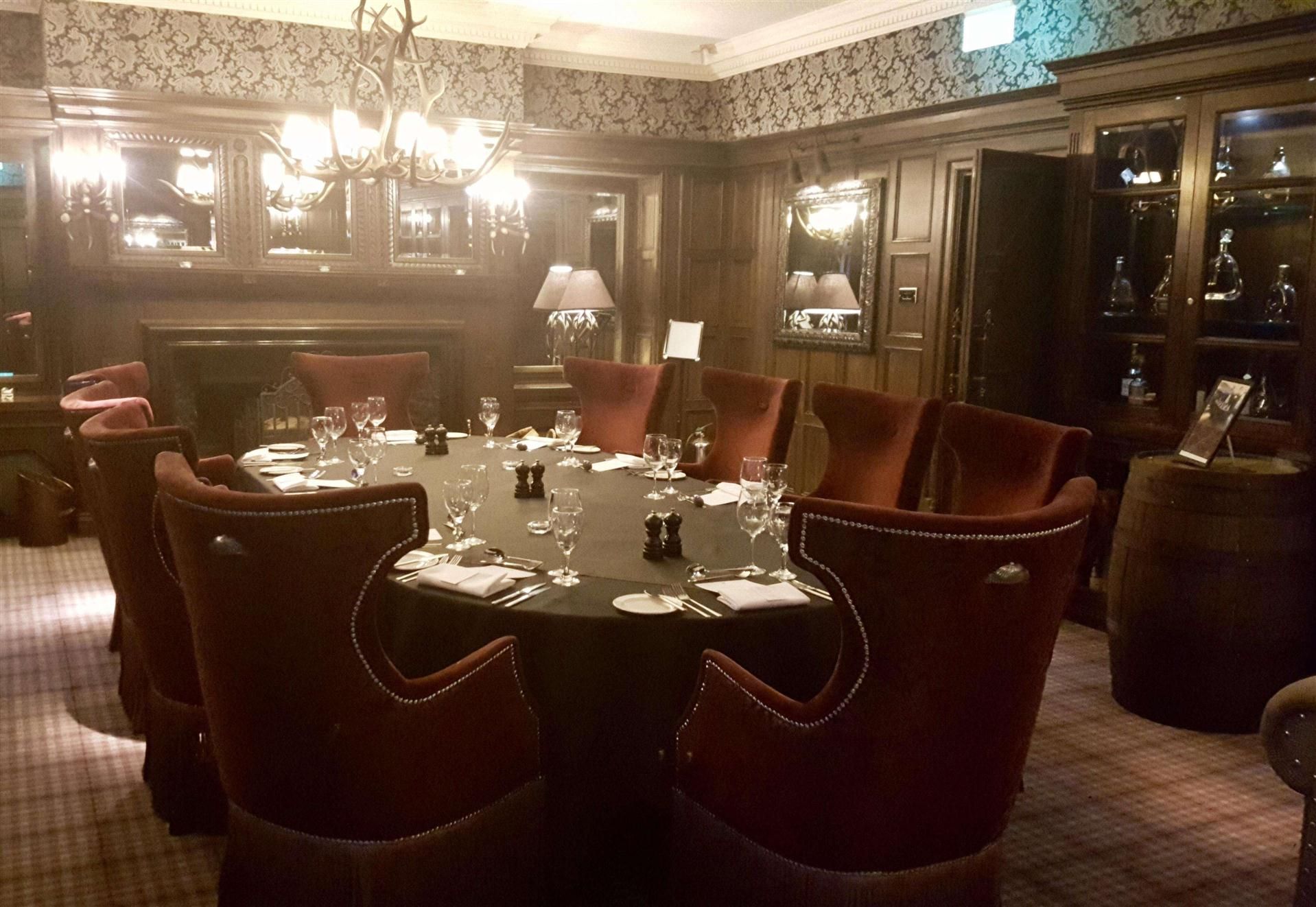 Elegant dining setting in Slaley Hall for exclusive meetings and networking events.