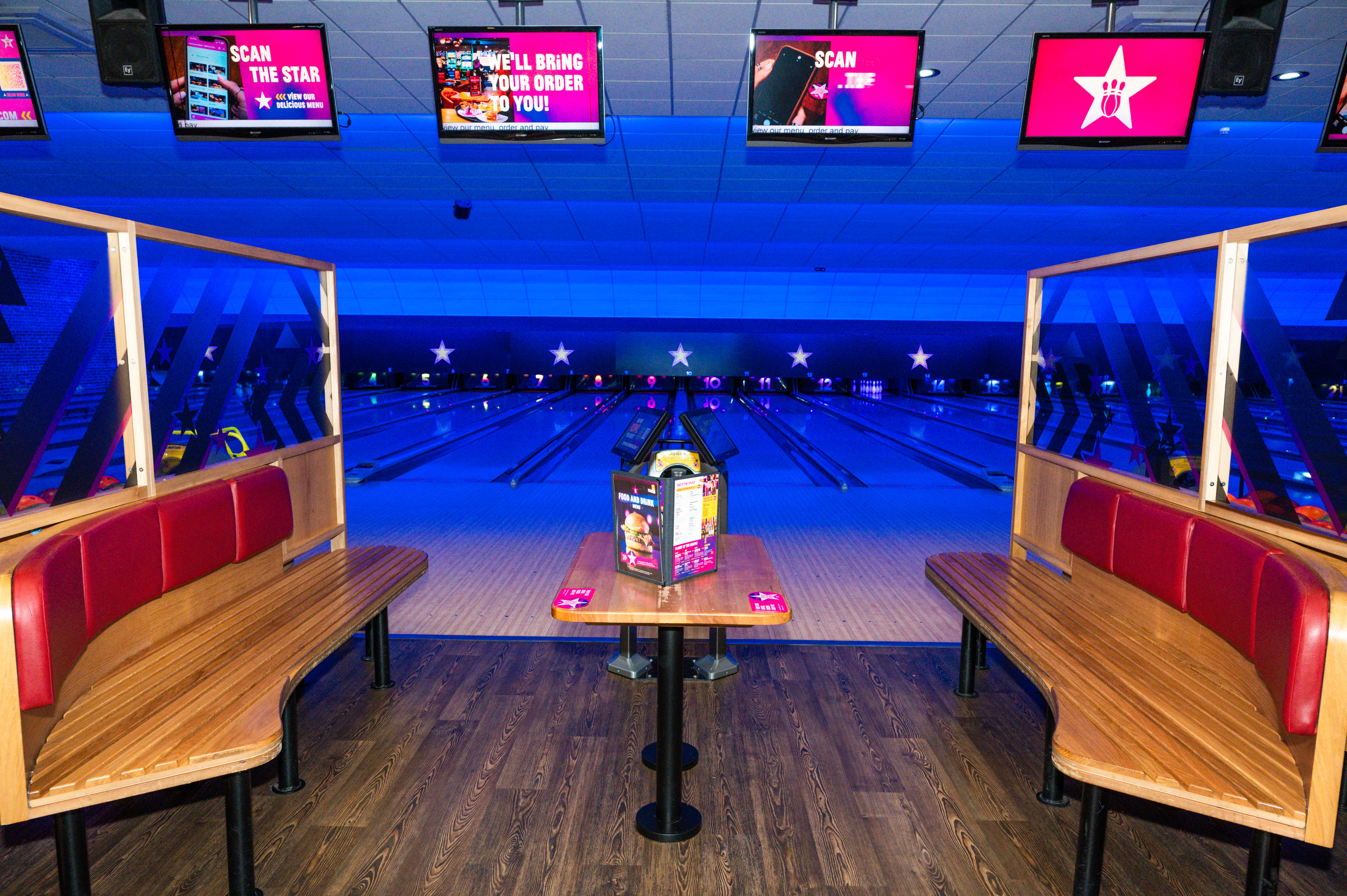 Hollywood Bowl Wolverhampton lounge seating for corporate team building and social events.