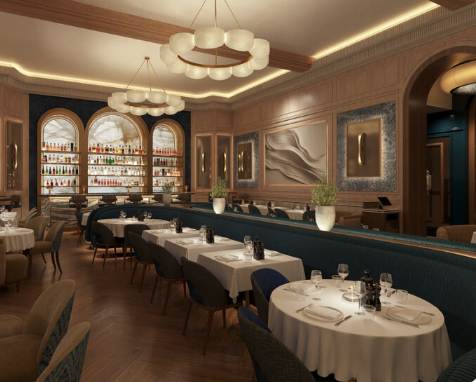 Sophisticated dining space at Sale e Pepe Mare for corporate events and private gatherings.