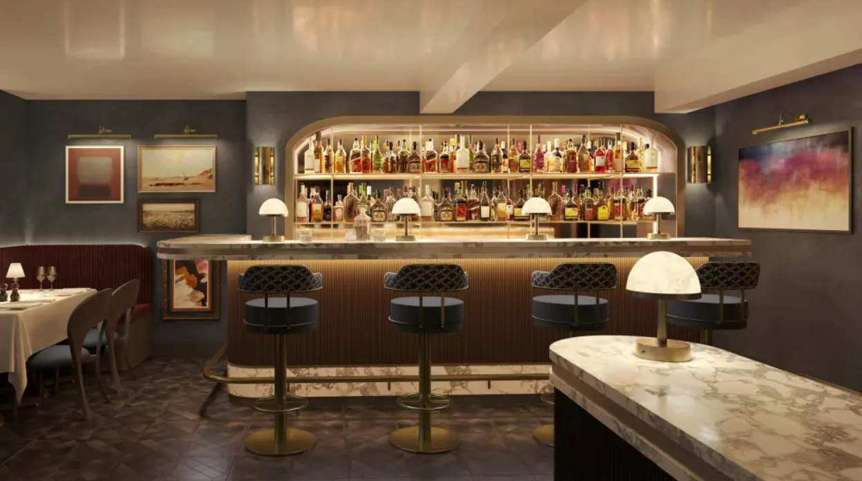 Stylish bar in Sale e Pepe, ideal for networking cocktails and social events