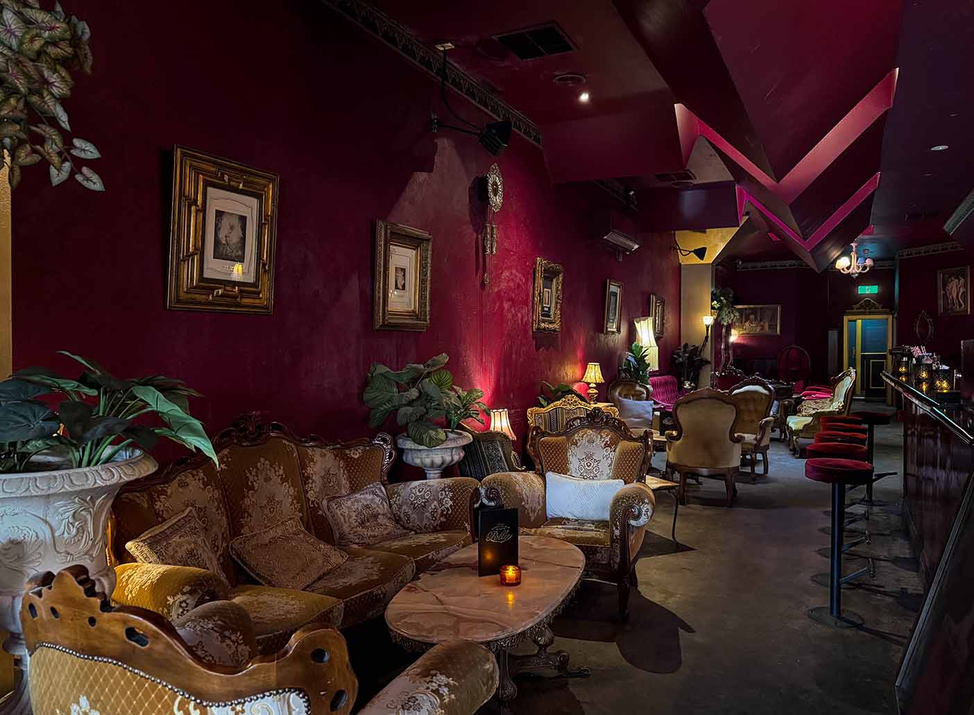 Intimate Private Function Room at Polly Bar with vintage decor, ideal for networking events.