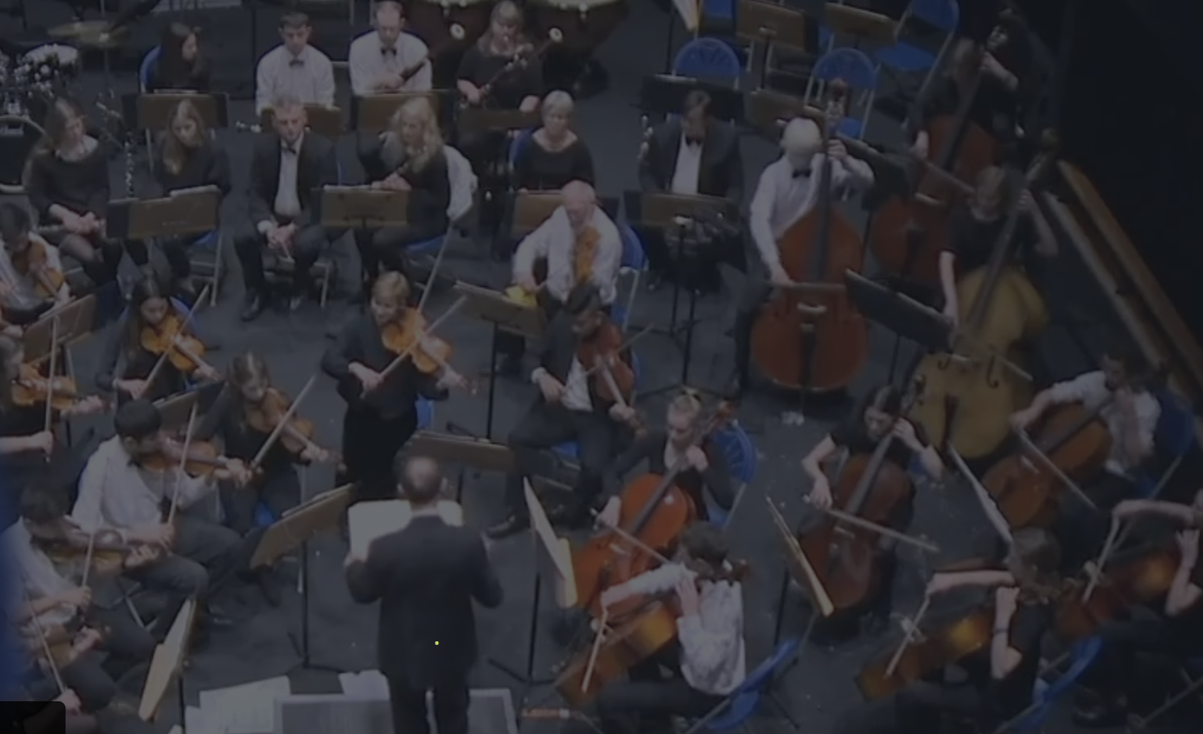 Symphony orchestra in Main Hall at Latymer Upper School for live music performance.