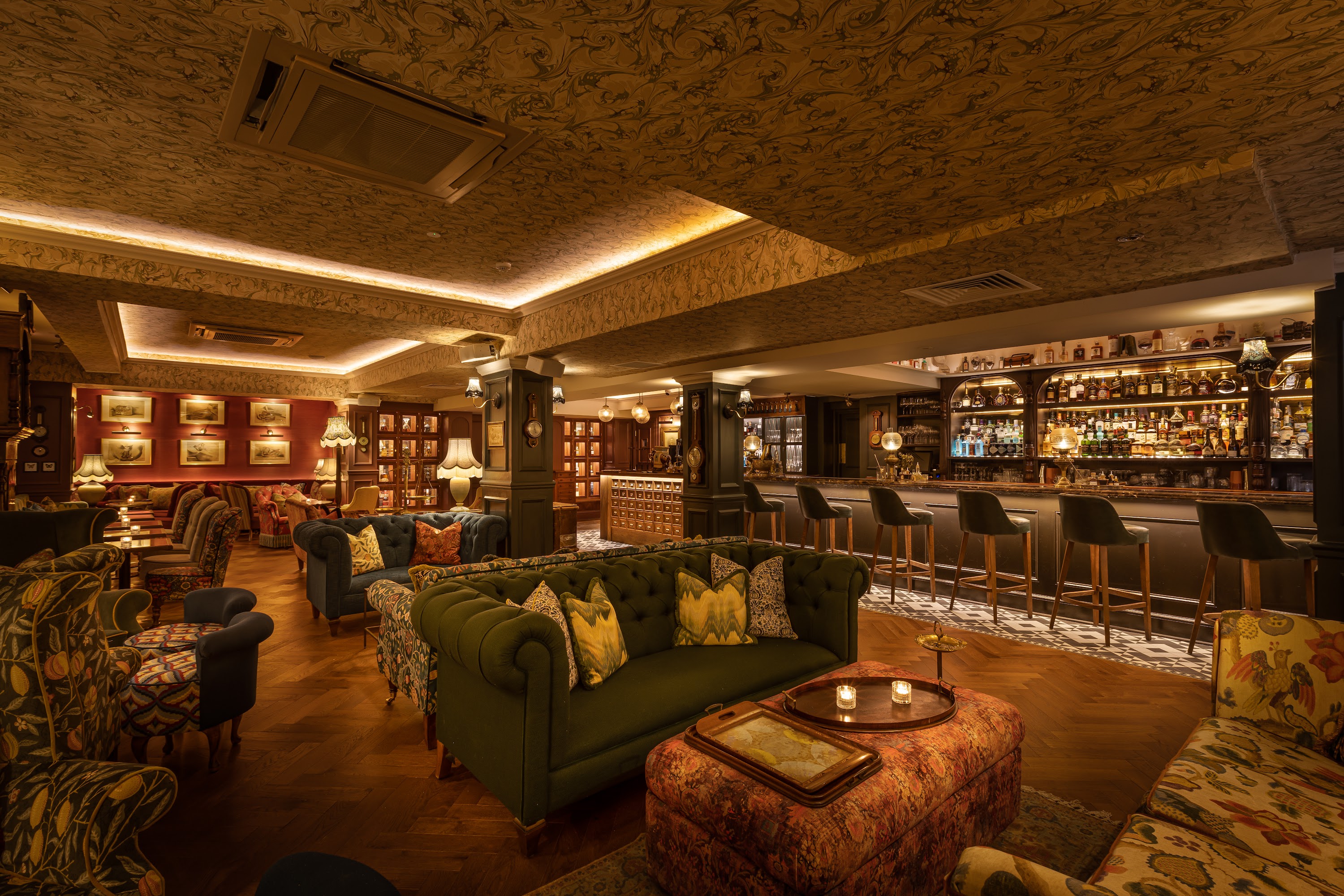 Mr Fogg's Apothecary lounge with plush seating, ideal for networking and intimate meetings.