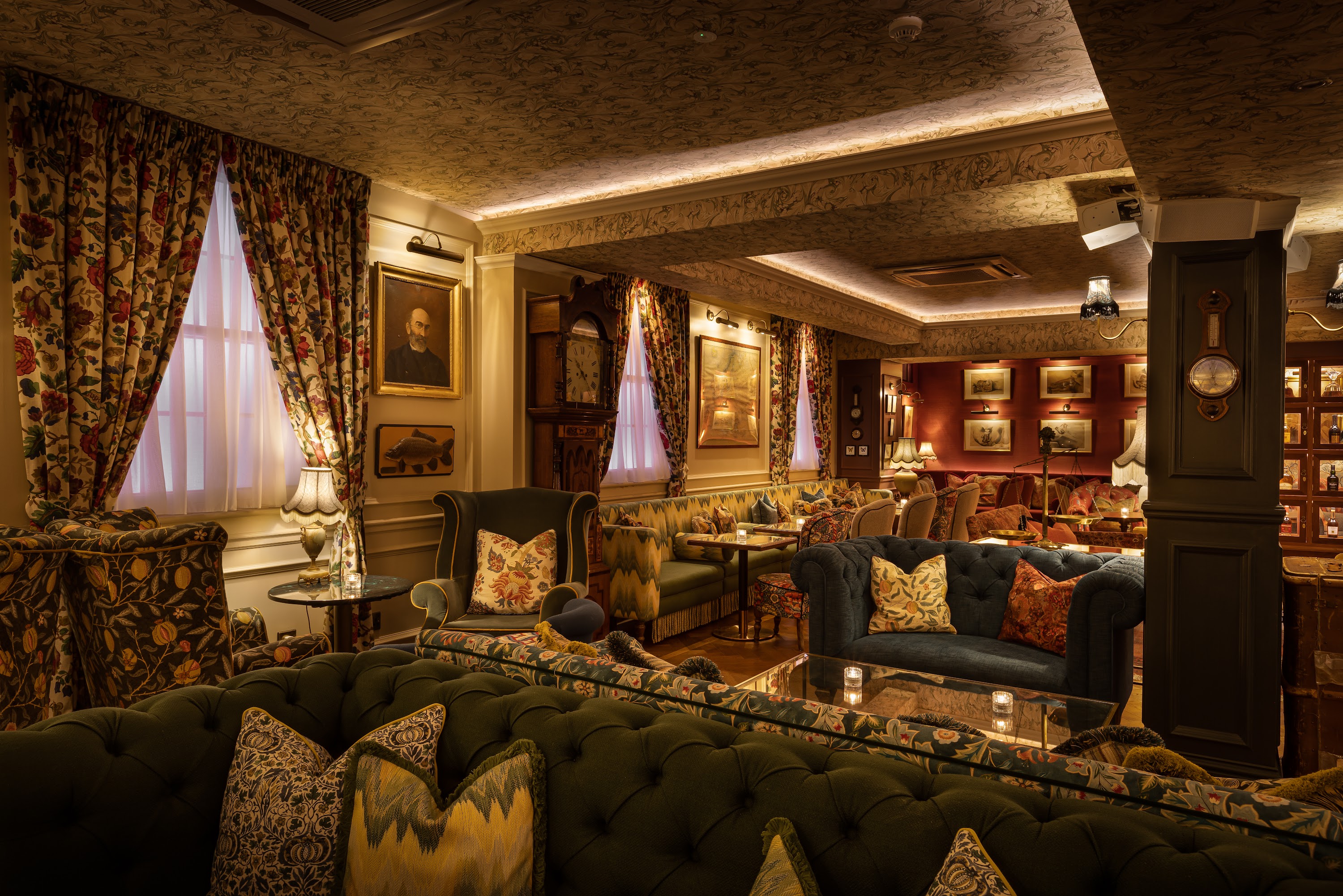 Elegant lounge in Mr Fogg's Apothecary for intimate meetings and networking events.