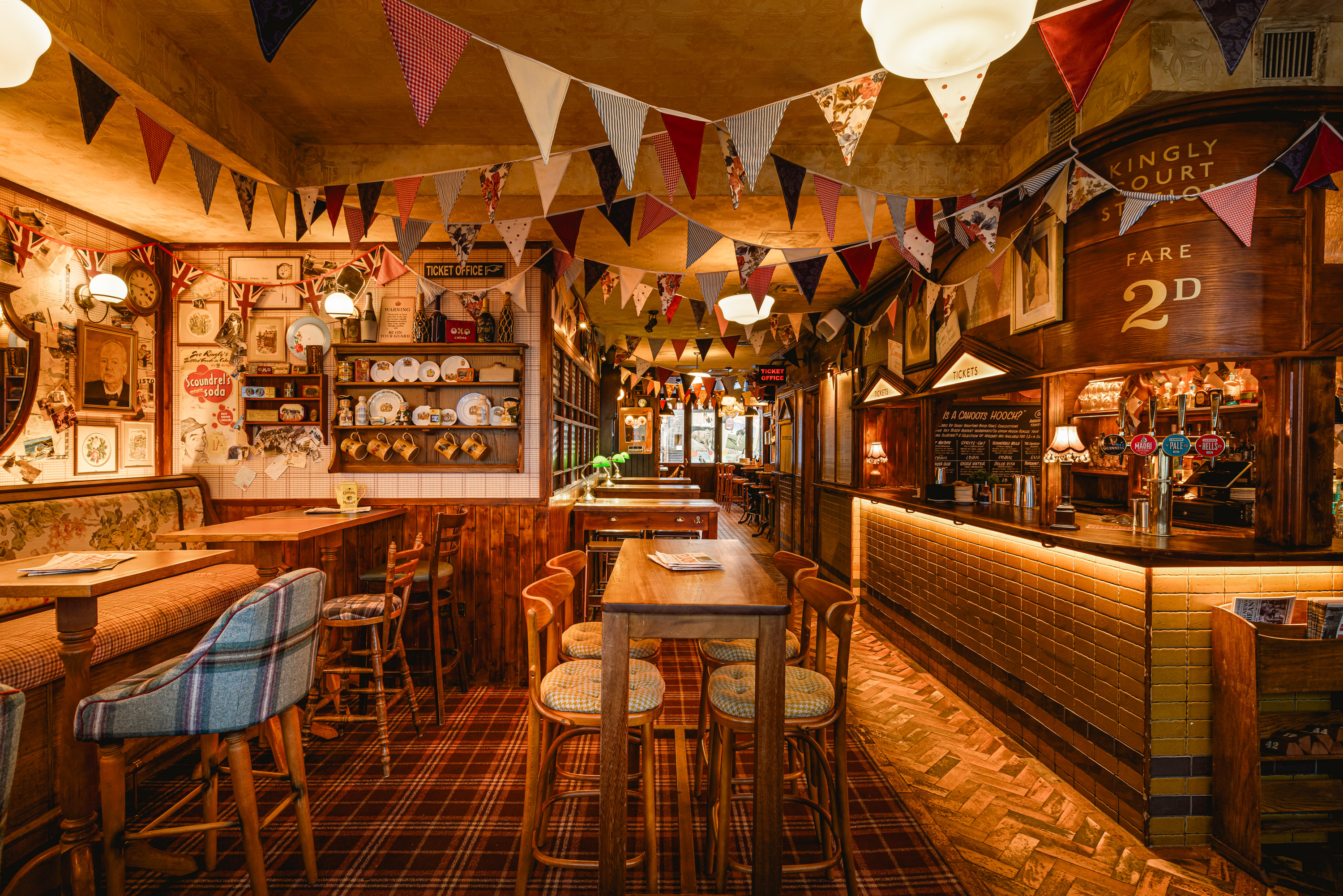 Cozy Cahoots venue with warm lighting, perfect for gatherings and celebrations.