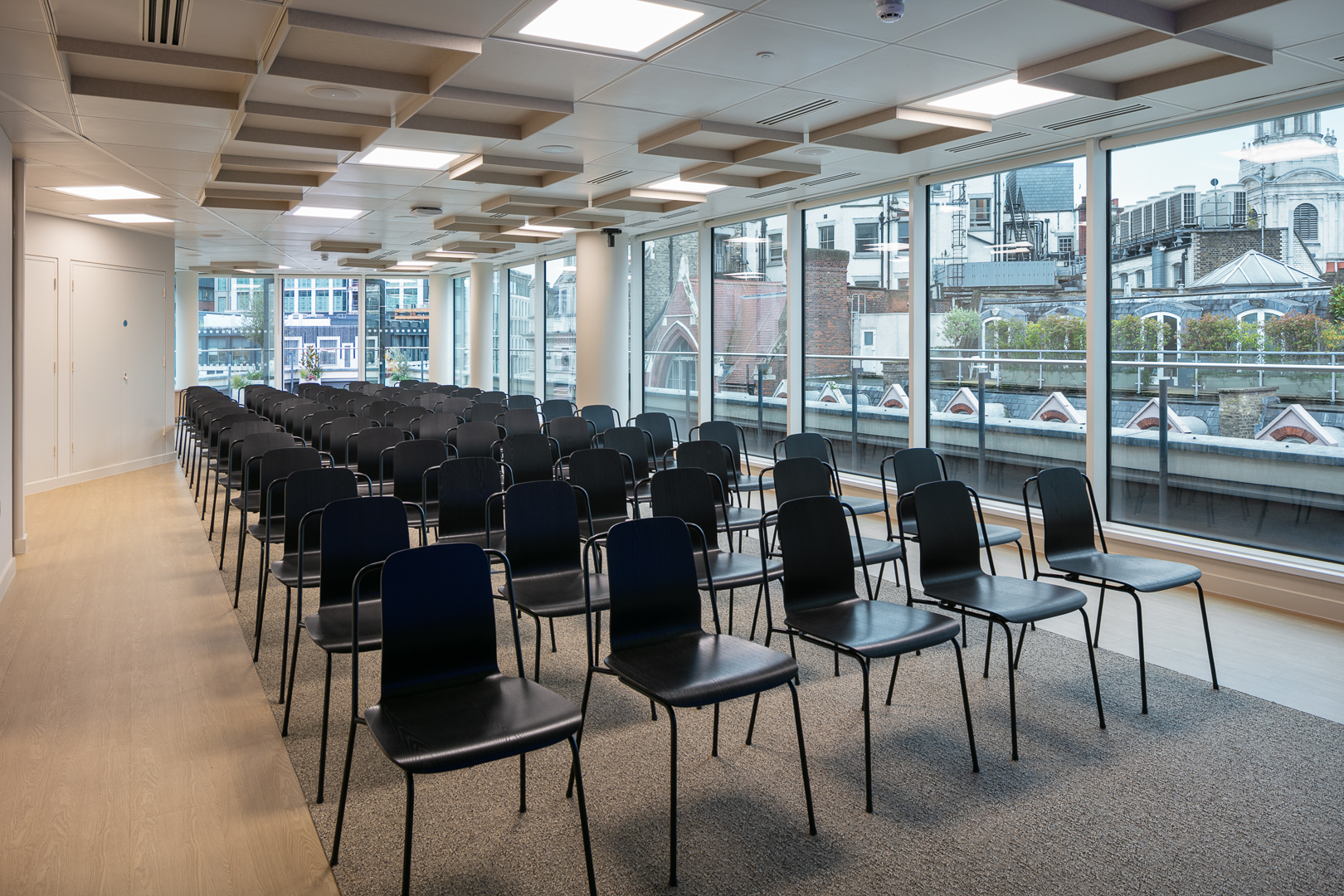 The Pavilion at Ellisse with floor-to-ceiling windows for corporate seminars and presentations.