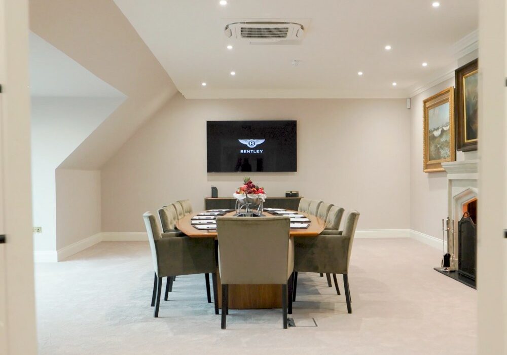 Royal Suite boardroom at Cambridge Country Club, perfect for executive meetings and VIP briefings.