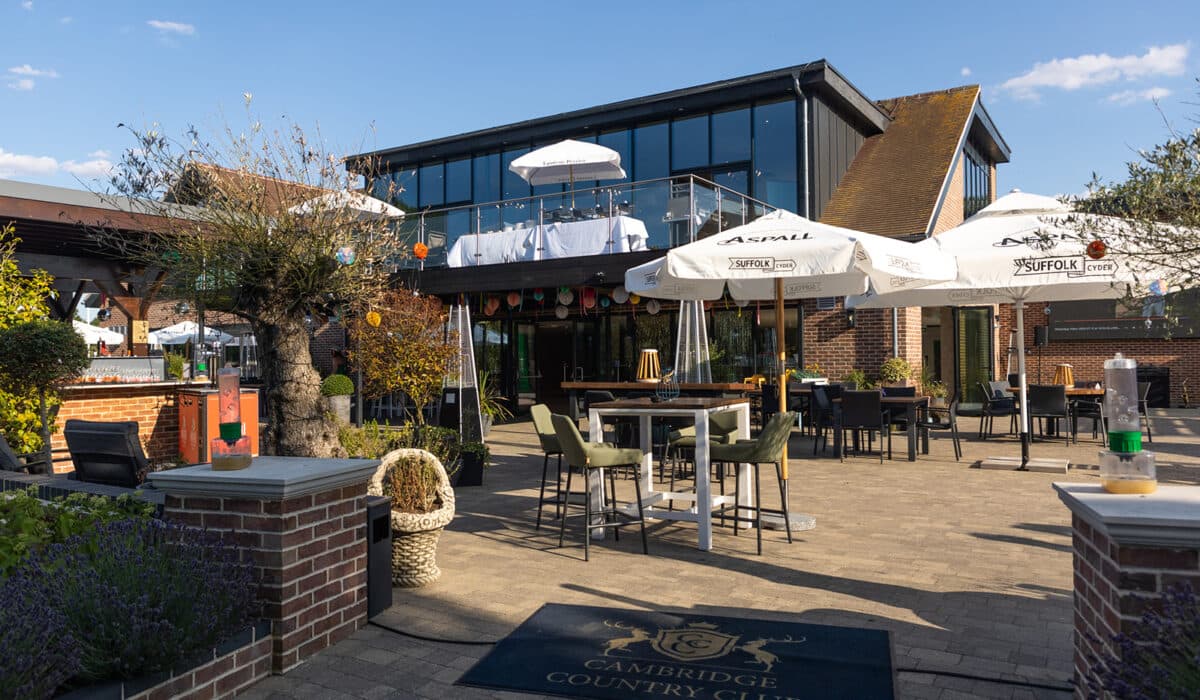 The Terrace at Cambridge Country Club, an outdoor patio for corporate networking and events.