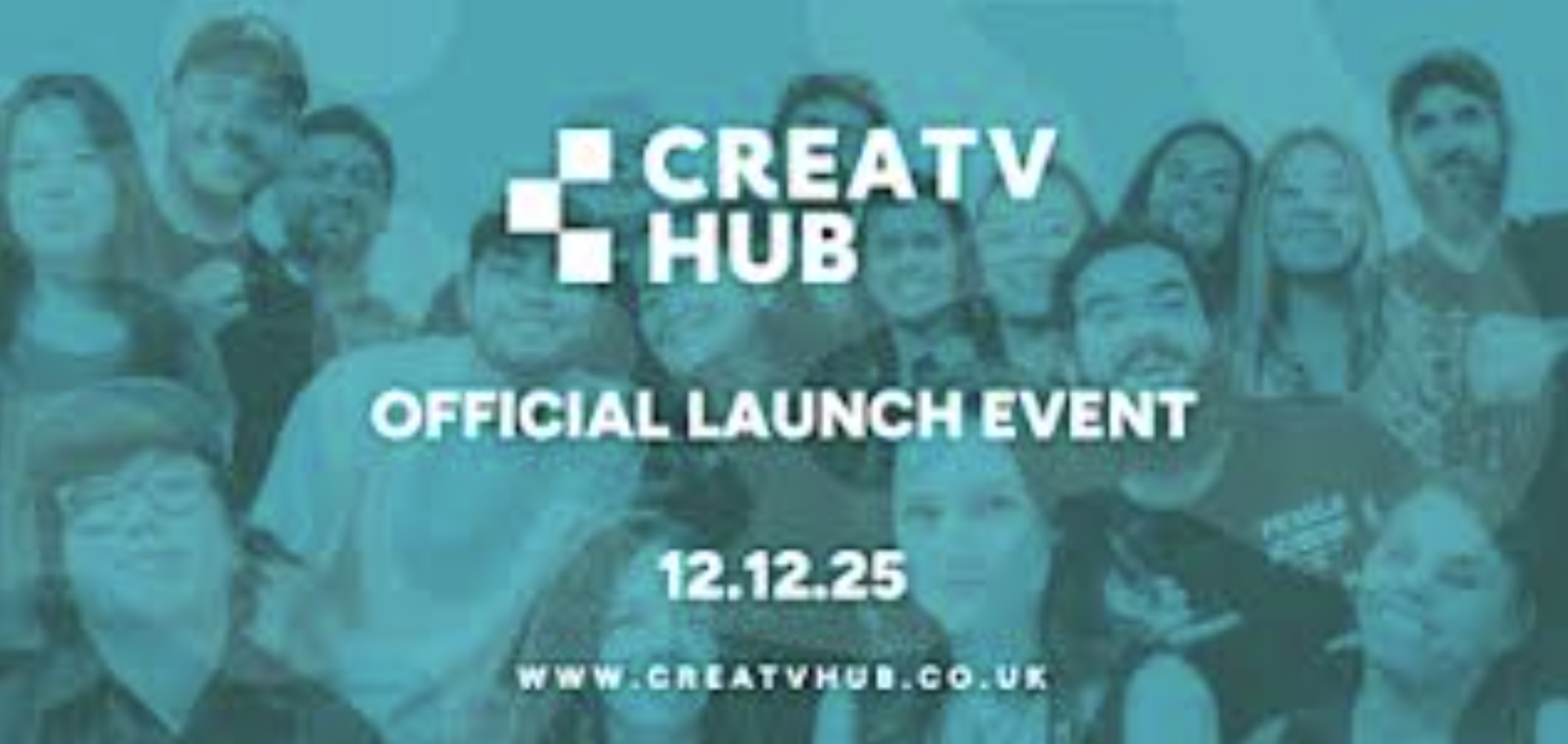 Alt text: "The Hangar at Creatv Hub launch event with vibrant attendees and branding, Dec 12, 2025."