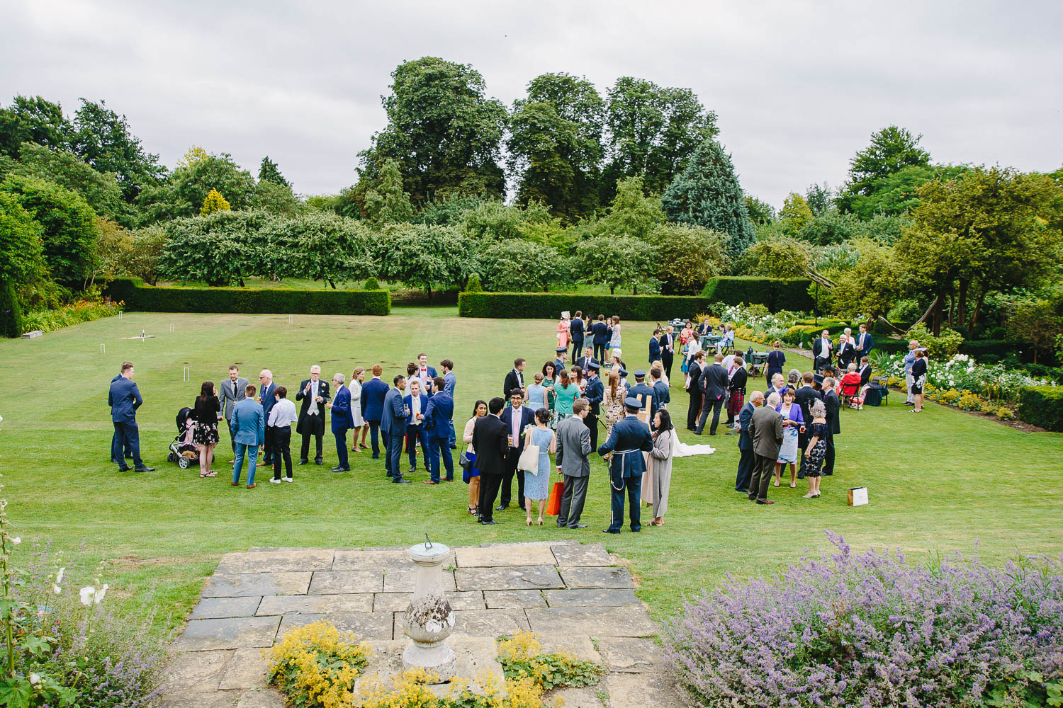 Spacious manicured lawn at Childerley Hall, ideal for outdoor wedding and corporate networking.