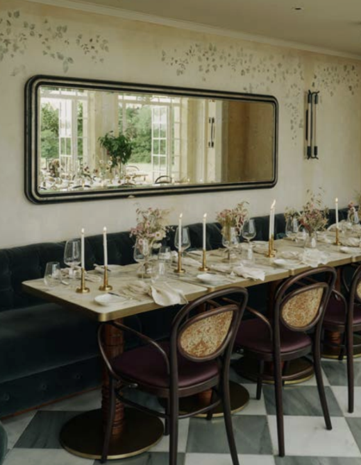Elegant dining setup in The Orangery, Estelle Manor, perfect for intimate events.