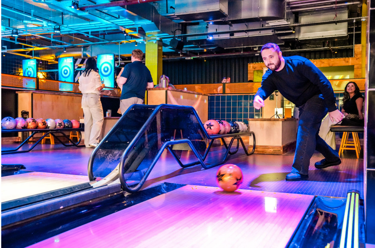 Vibrant bowling venue at The Strike Zone, ideal for corporate team-building events.