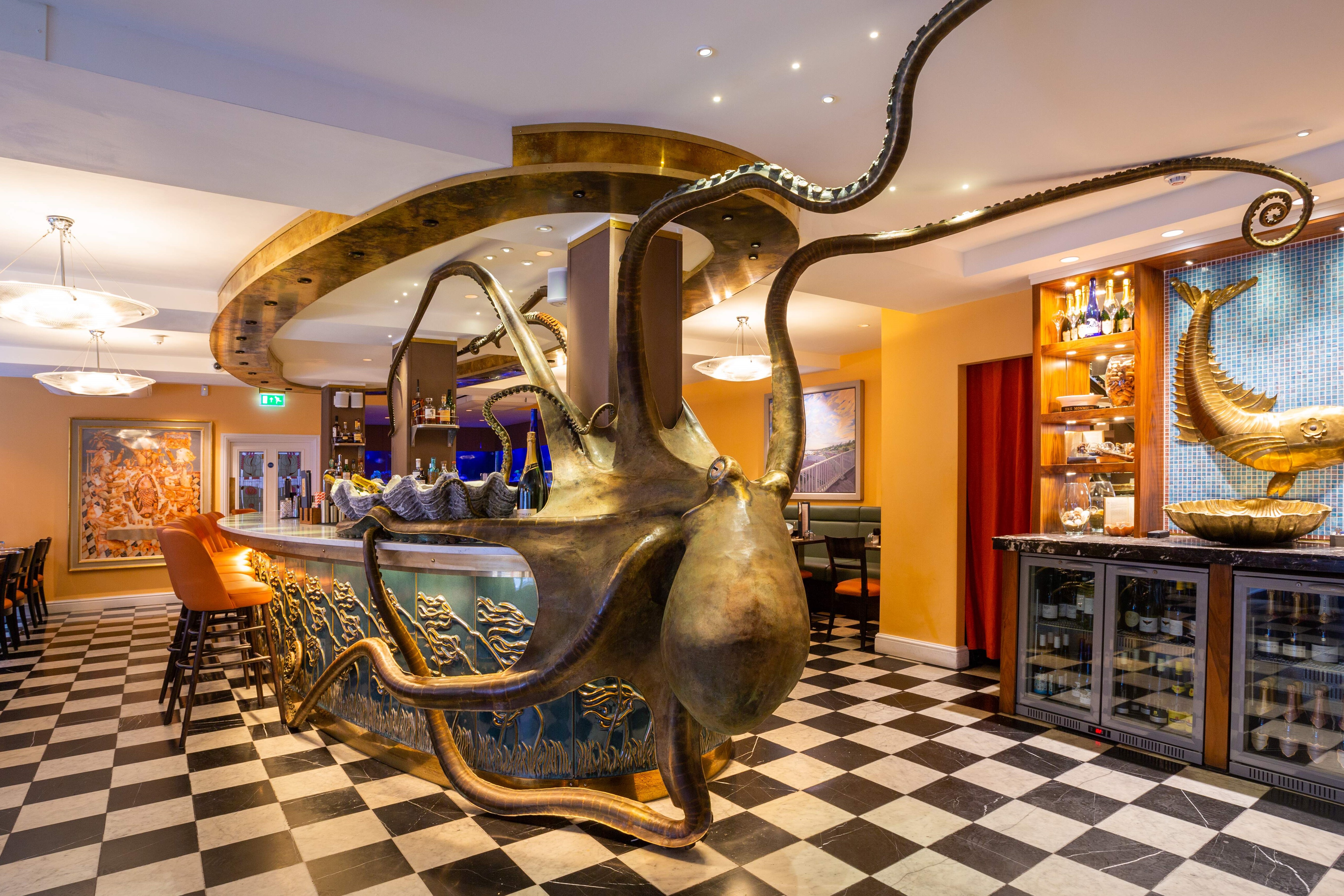 Octopus sculpture centerpiece at The Seashell of Lisson Grove for boutique networking events.
