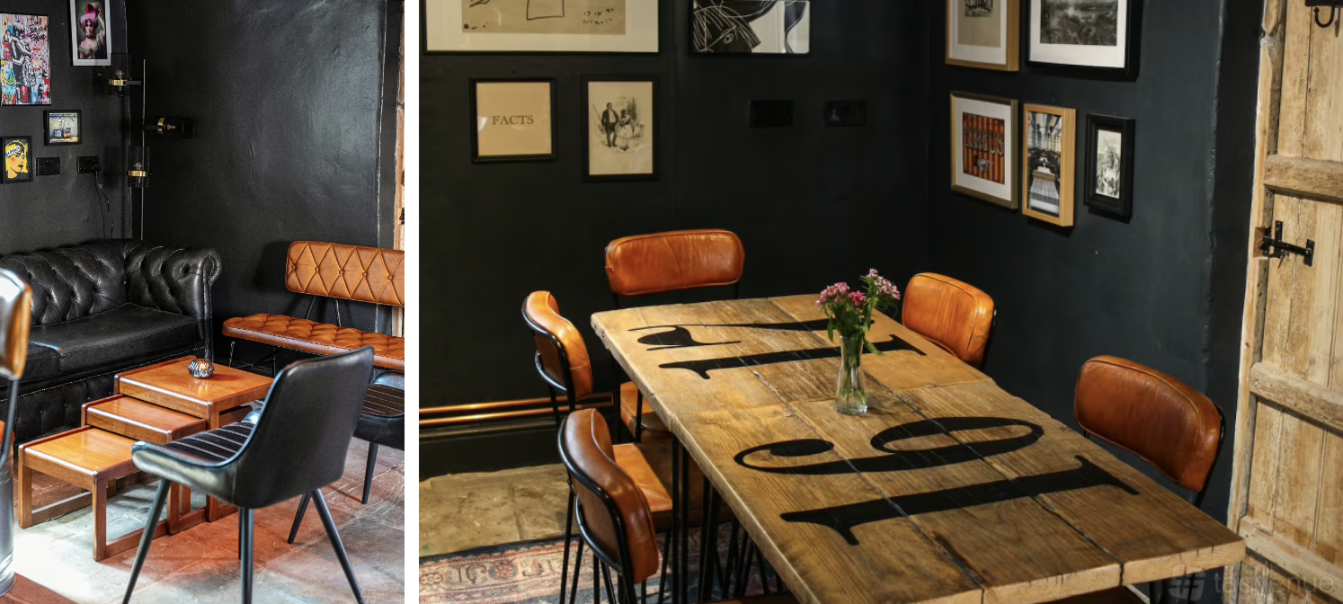 Stylish meeting space in Nytclas with rustic decor, ideal for events and collaboration.