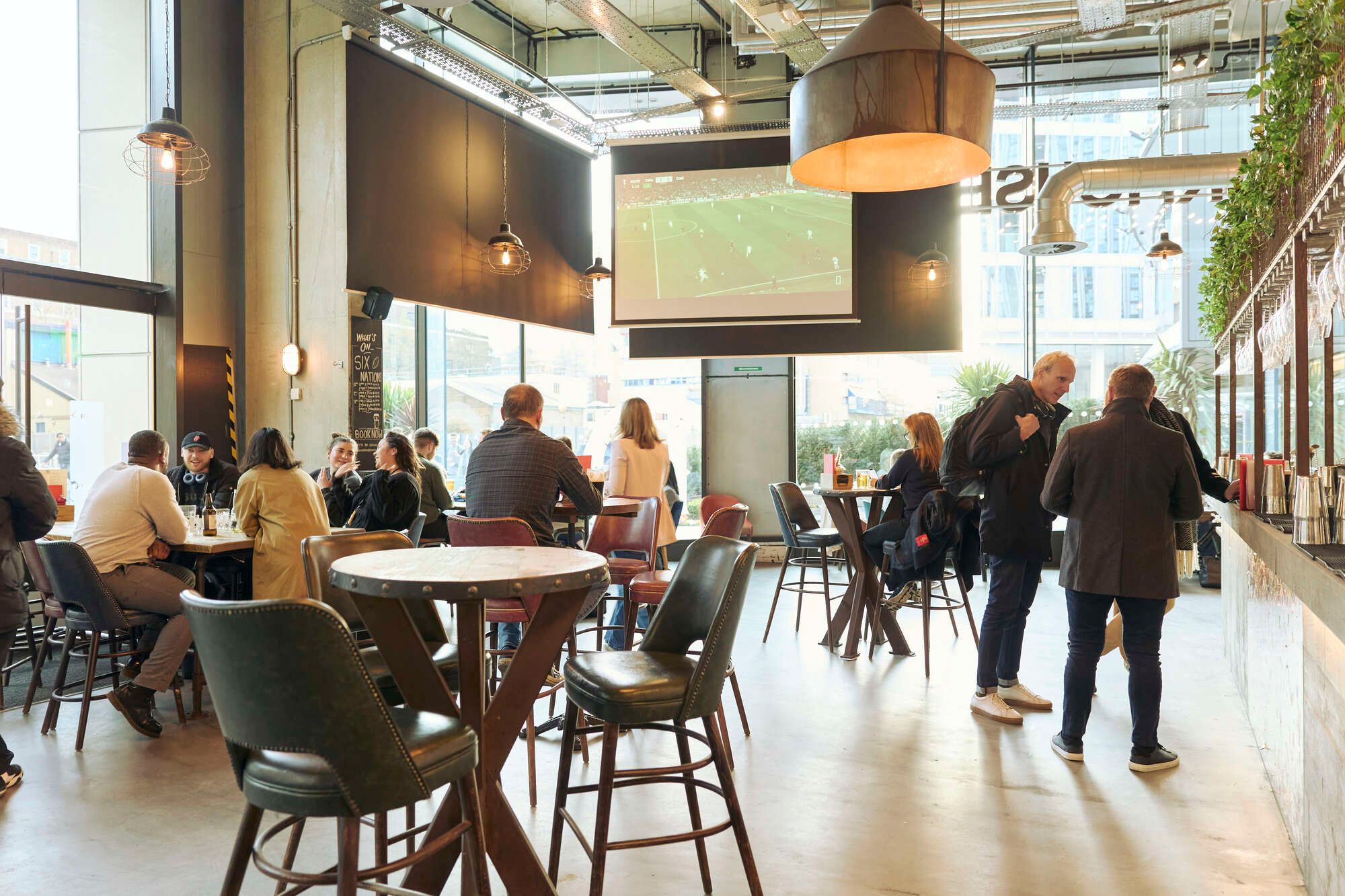 Modern event space at Lockhouse with vibrant decor, perfect for networking and gatherings.