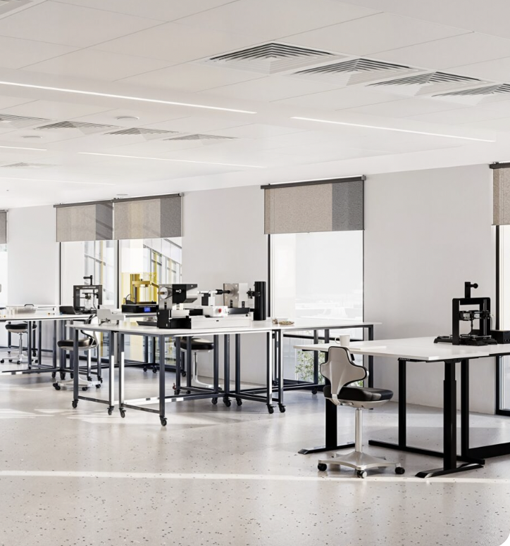 Modern collaborative workspace in PHTA with large windows for workshops and meetings.