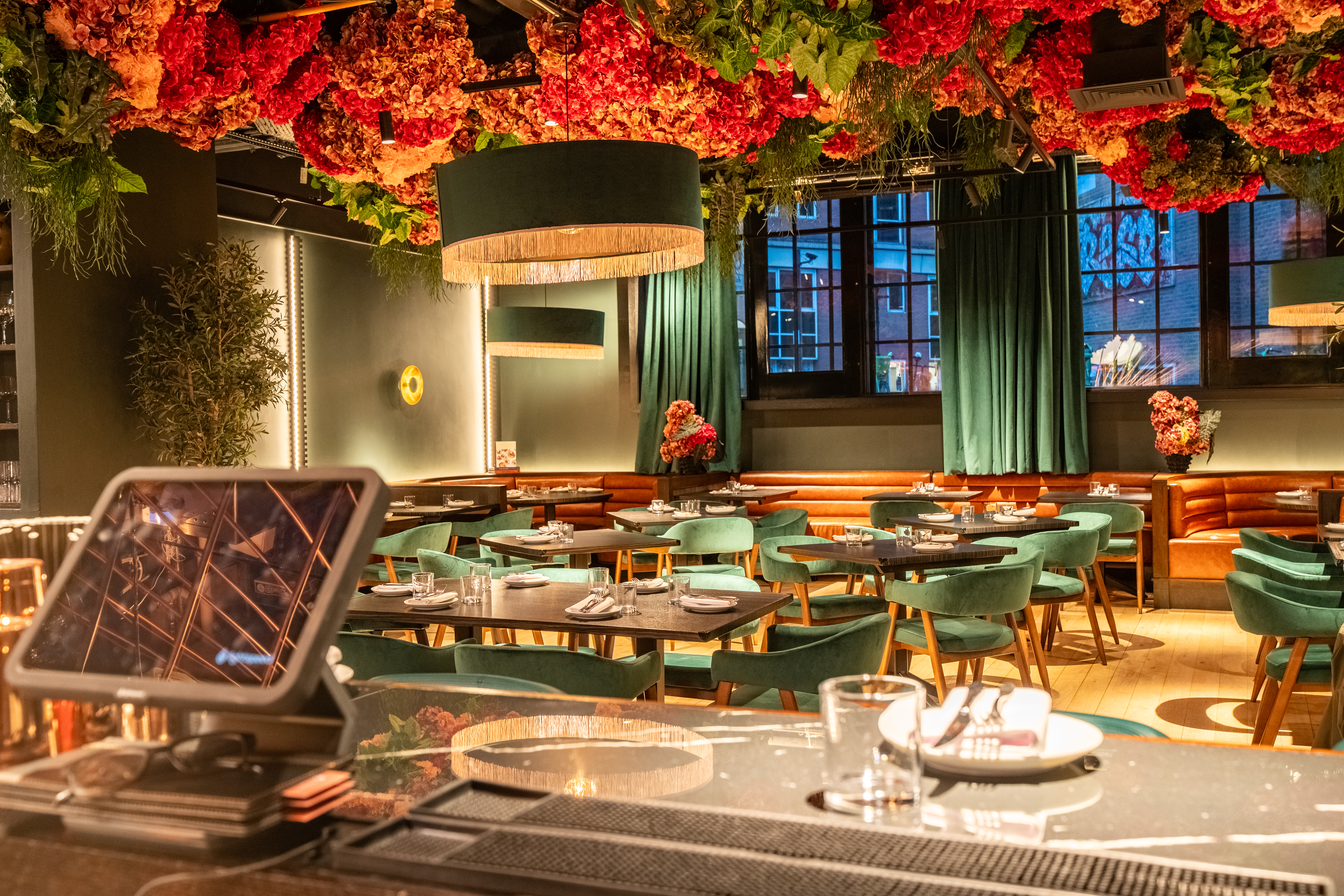 Stylish event venue at 45 Curtain Road, London with elegant decor for corporate gatherings.