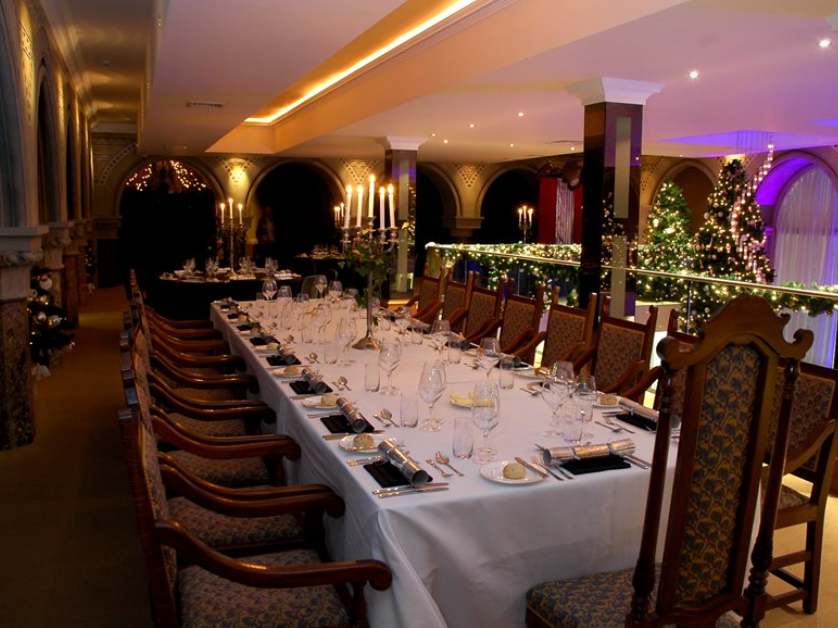 Elegant dining setup in The Ledger Suite, Aspire Leeds for corporate gala events.