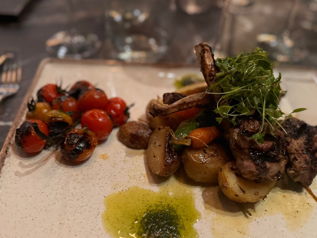 Elegant grilled lamb chops dish at Ten Restaurant for memorable events and catering.
